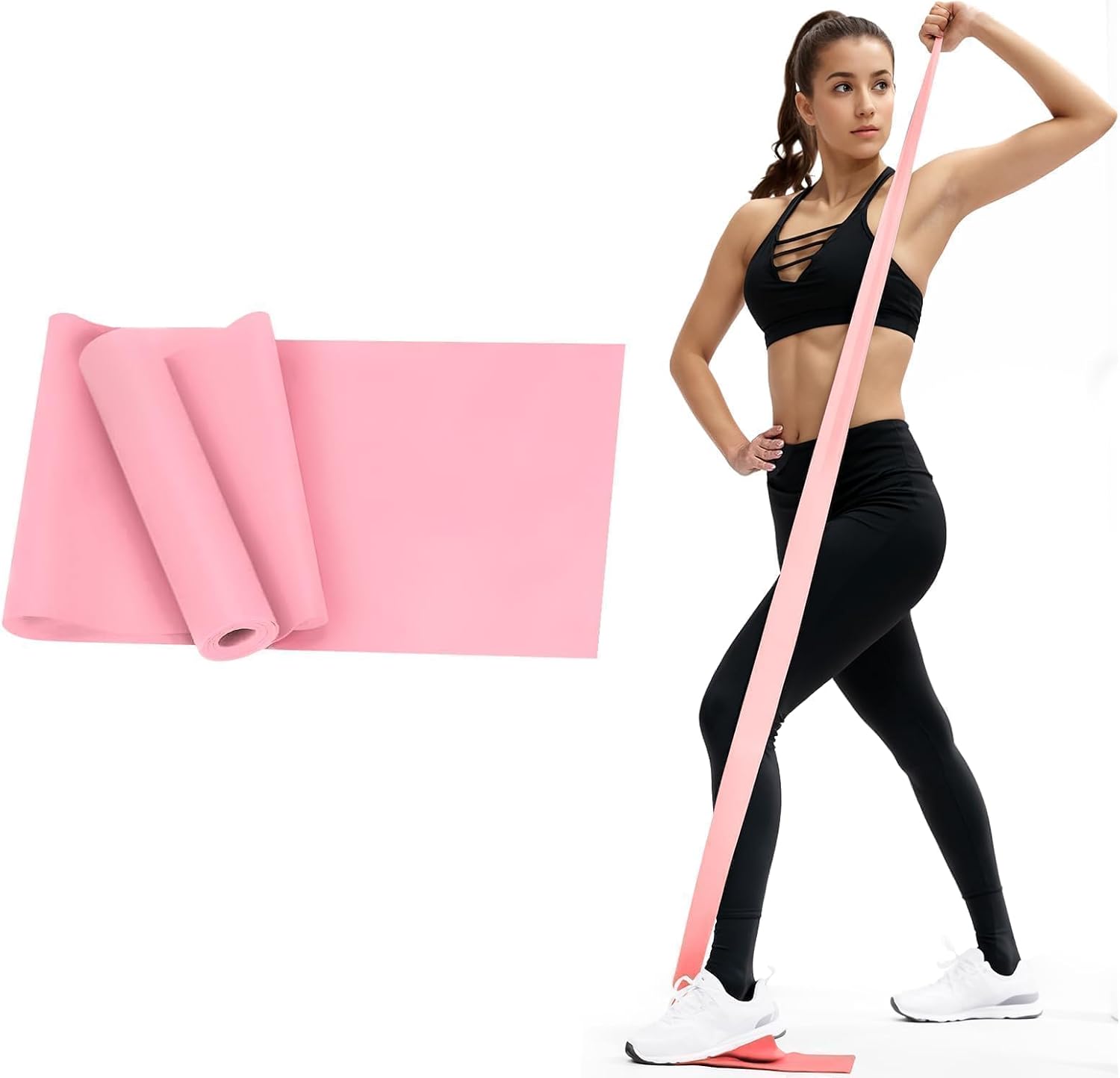 1 Pack Resistance Bands for Women & Men, Strength Training, Yoga & Home Workouts, Latex-Free Elastic Exercise Bands in 6 Colors (Pink)