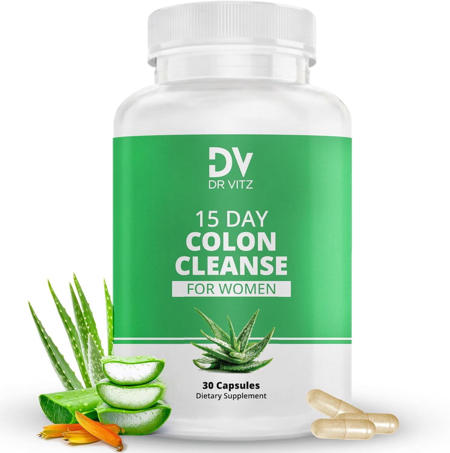 15 Day Colon Cleanse for Women – Natural Detox Pills with Herbs, Fiber & Probiotics – Bloating & Constipation Relief, Weight Loss & Gut Health Reset – 30 Capsules