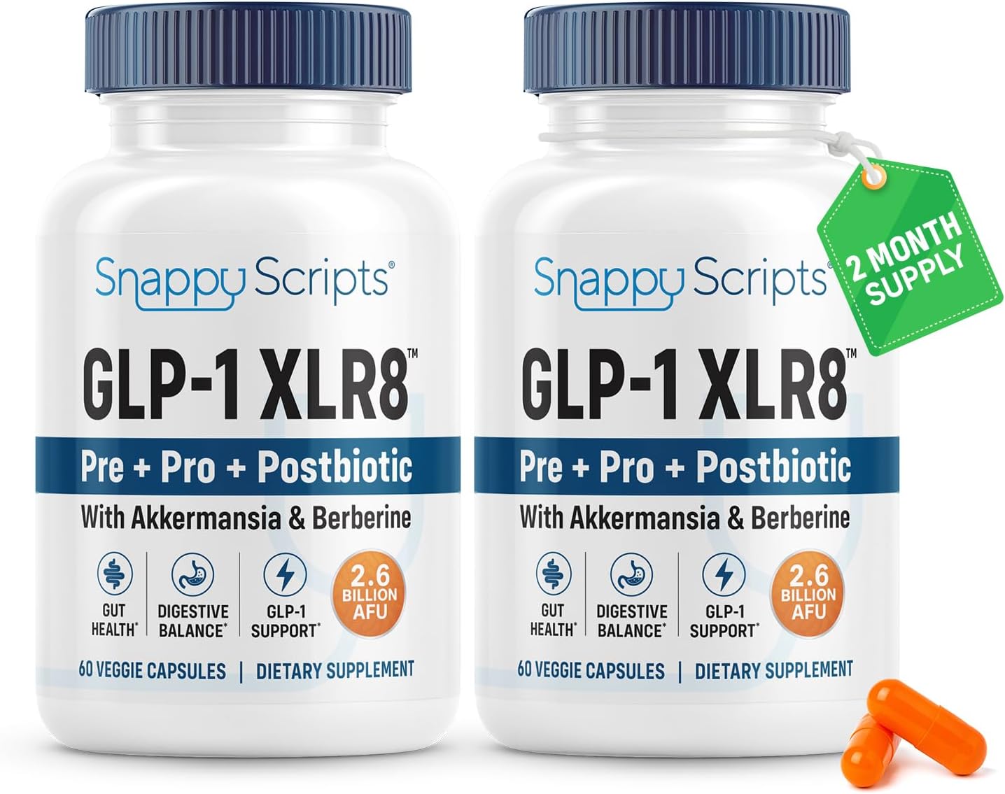 GLP-1 XLR8 Supplement for Weight Loss, Digestion, Constipation, Bloating Relief with Akkermansia 2.6 Billion AFU Live Prebiotic Probiotic Postbiotic Gut Health + Berberine for Women Men 120 Capsules