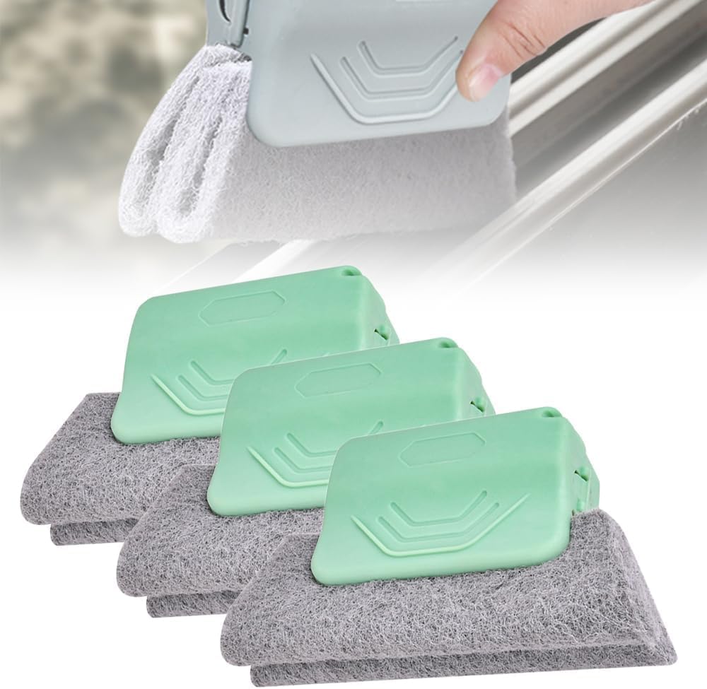 Magic Window Track Cleaner, 2026 New Multipurpose Cleaning Brush for Window Grooves, Sliding Door Tracks, Tile Grout Lines, Shutter Slats, Car AC Vents, and Narrow Gaps (Green-3pcs)