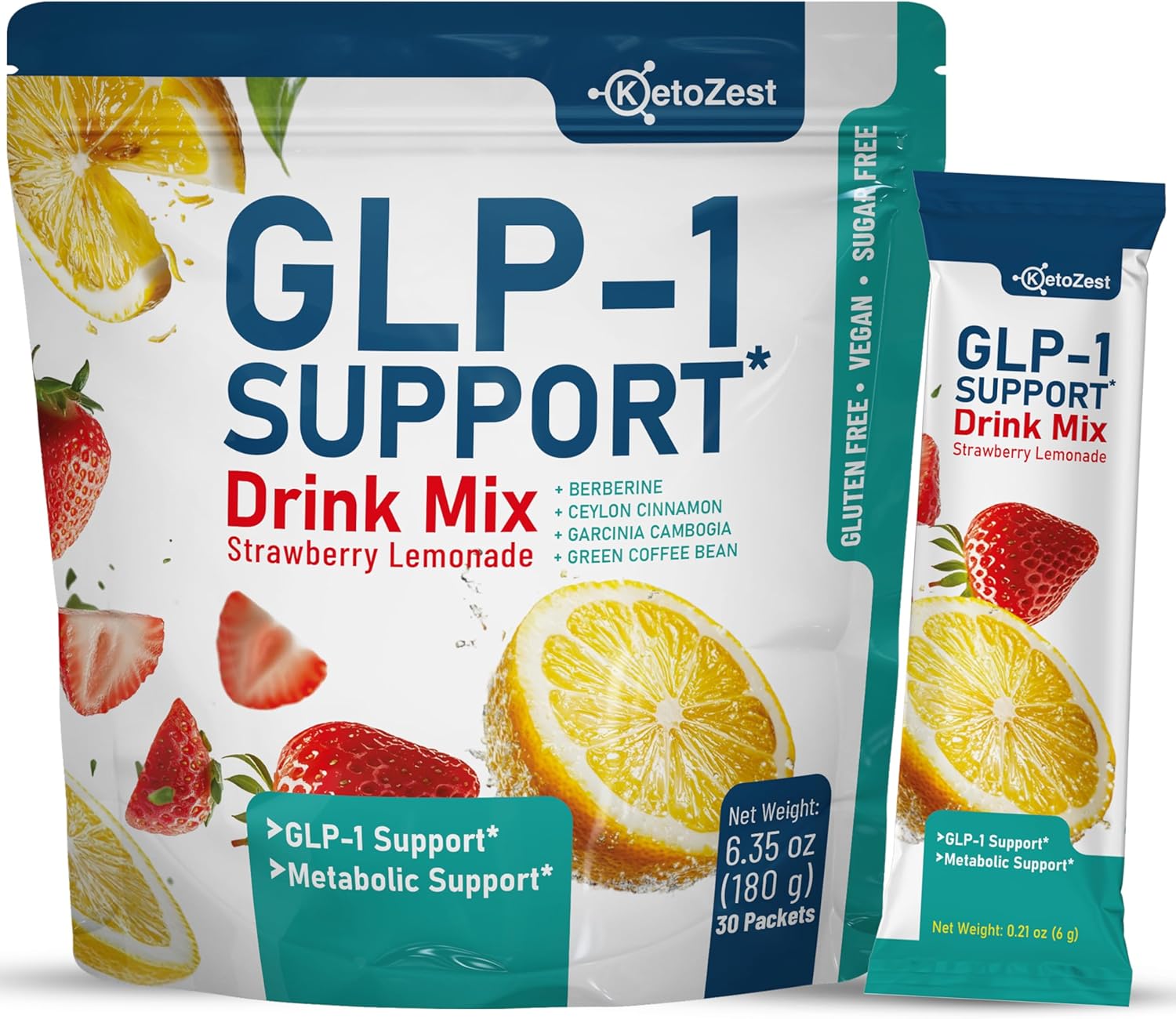 GLP-1 Support Drink Mix Powder for Women Men – Weight Loss Support Prebiotic Fiber Supplement – Daily Natural Drink Mix for Metabolism Reduce Bloating Fat Burn Gut Health Support