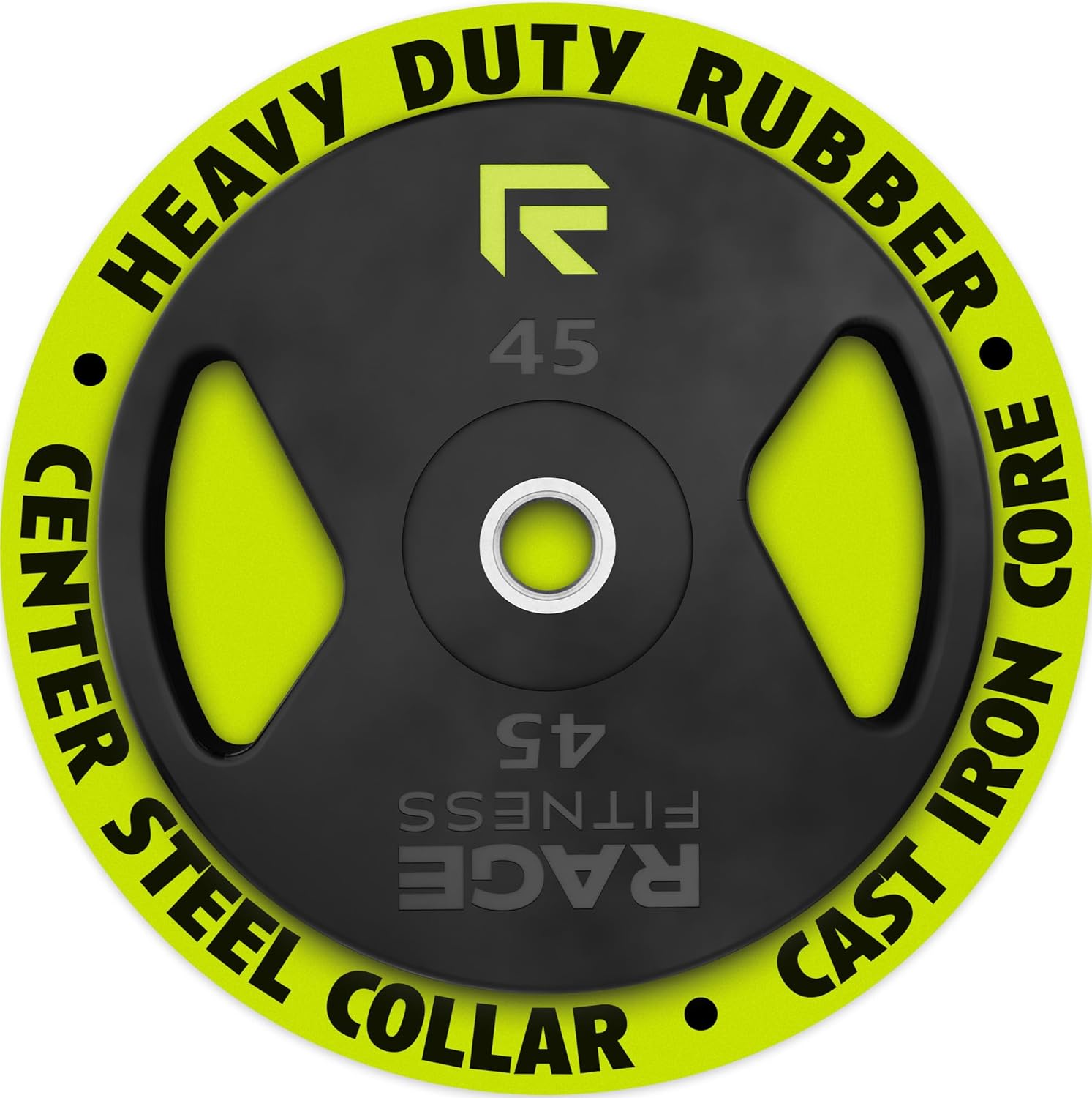 Rage Fitness Cast Iron Weight Plates, Rubber Coated, 2″ Steel Insert (5lb, 10lb, 25lb, 45lb – SOLD INDIVIDUALLY), Rubber Weight Plates for Strength Training, Bench Press, Squats, Powerlifting