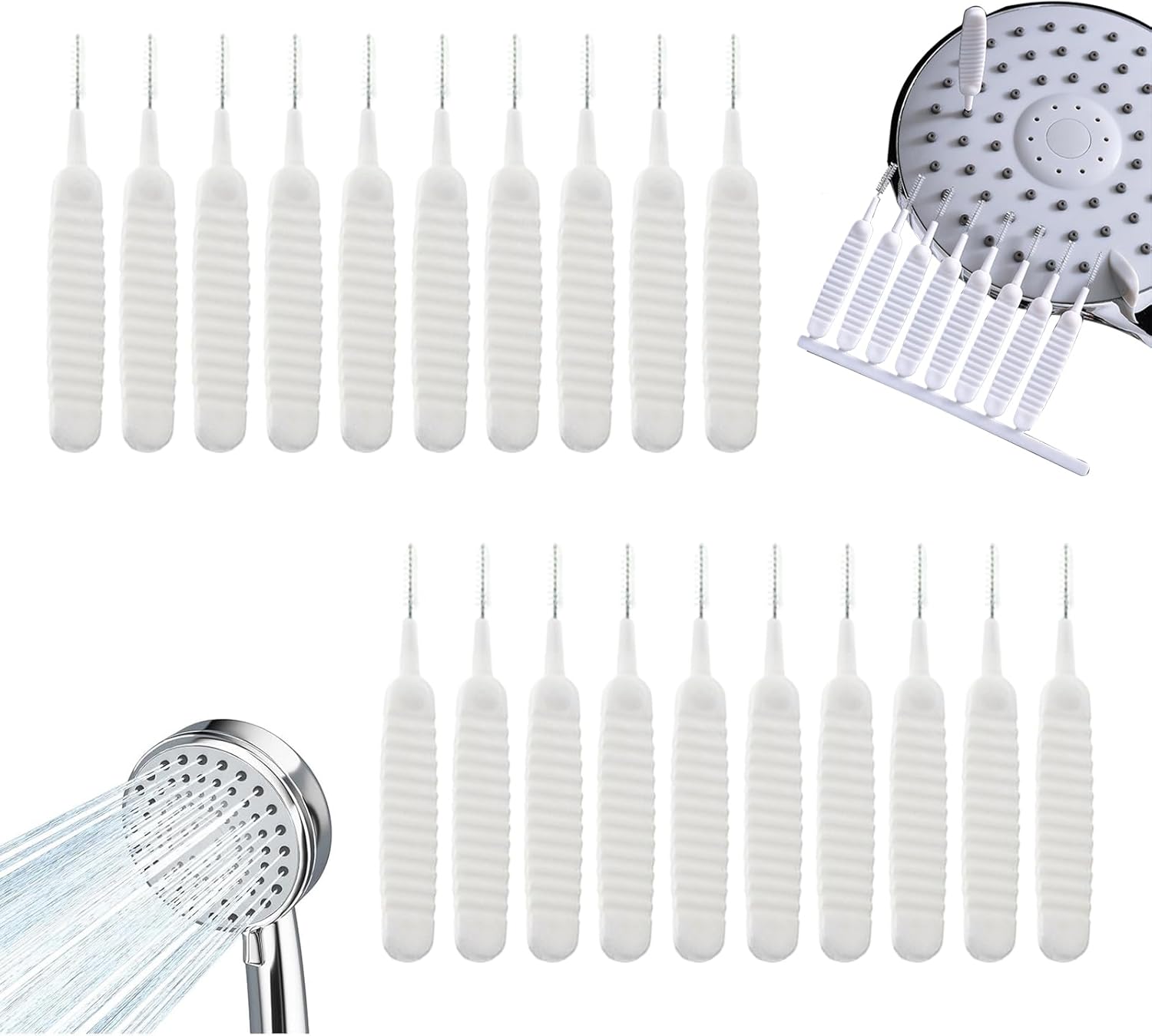 Shower Head Cleaning Brush for Small Hole, 2025 New Anti-Clogging Nozzle with Storage Boxes, Multifunctional Shower Cleaning Tools, Showerhead Cleaning Brushes Picks for Bathroom (20PC)