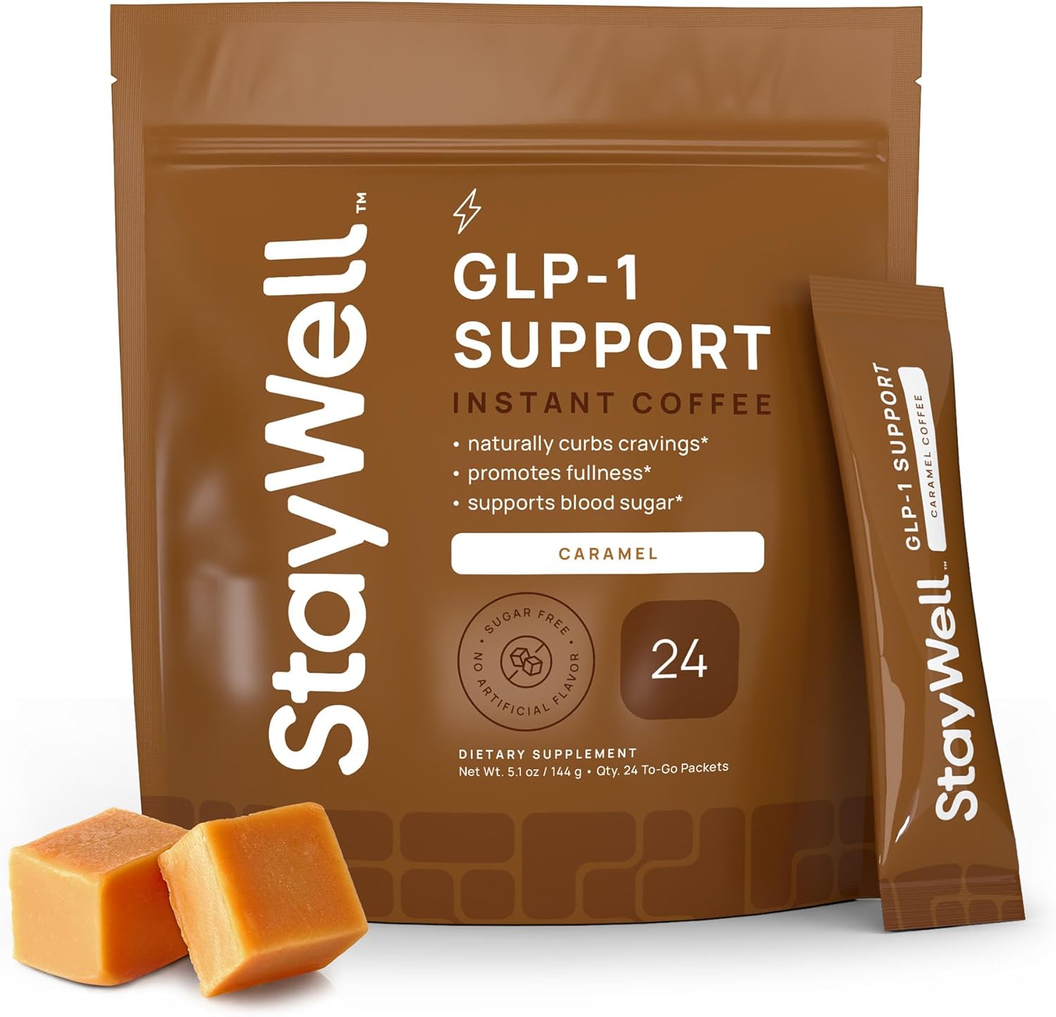 Slim Coffee GLP-1 Supplement | GLP 1 Booster to Control Appetite and Cravings | Great Tasting Metabolic Support – Coffee Bean Extract, Green Tea, Yerba Mate (Caramel)