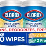 Clorox Disinfecting Cleaning Wipes for Spring Cleaning & Allergy Season, Bleach Free, Fresh Scent and Crisp Lemon, 75 Count Each, Pack of 4