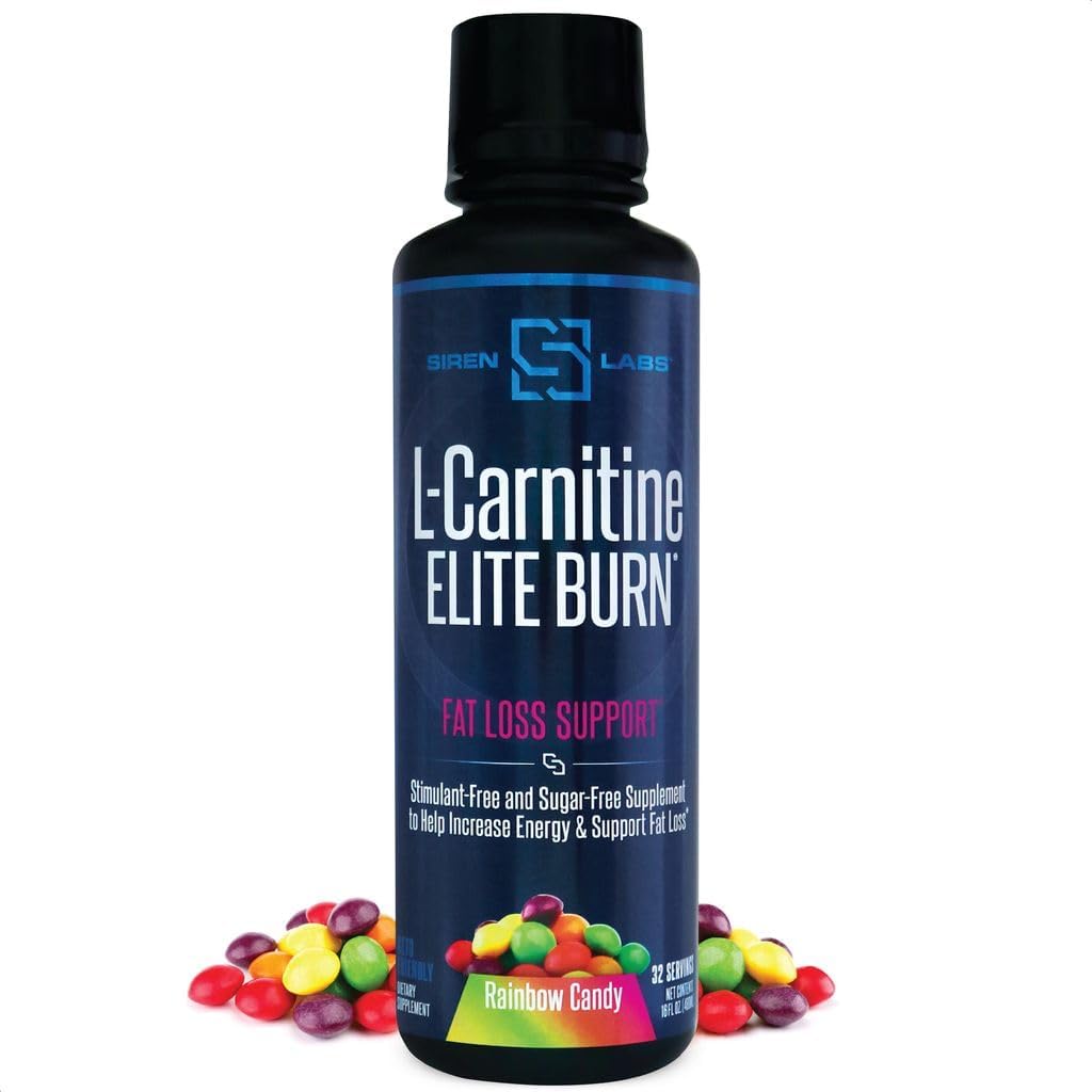SIRENLABS L-Carnitine Elite Burn Liquid Keto Fat Burner and Metabolism Activator – Fat Loss Support Keto Friendly Weight Loss Increase Energy-Stimulant Free – Rainbow Candy 3000mg (32 Servings)