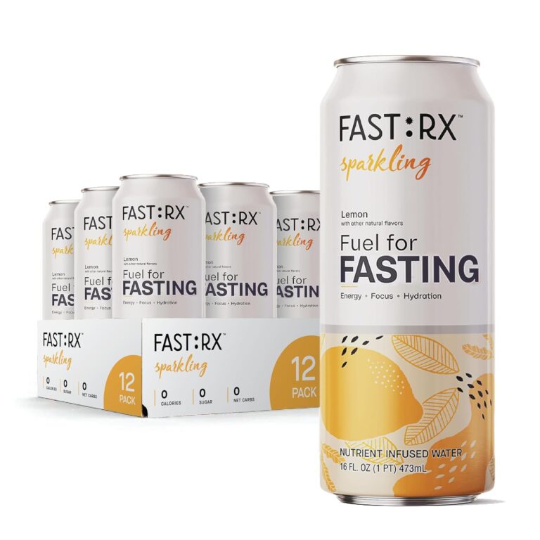 Fasting Electrolytes - Hunger Suppressant with Vitamins & Minerals – FAST:RX Lemon Sparkling - Sugar-Free - Zero Calories - Zero Carbs – 16Oz Can - 12 Pack