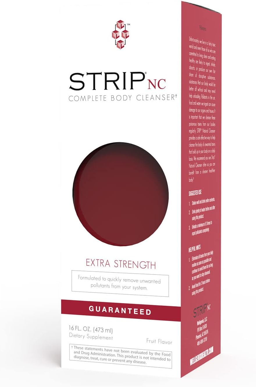 Wellgenix Strip NC Herbal Cleanse Detox Drink, Fast-Acting Body Detox, 16 Fl Oz, Detoxifier for Quick Flush Toxin Removal, Extreme Detox Cleanse, Fruit Punch Flavor Premium Liquid Formula