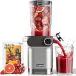 Anybear Cold Press Juicer 200W Masticating Slow Juicer 4.3" Large Feed Chute Fit Whole Fruits Vegetables | Upgraded Auger | Tritan Material | BPA Free | Juice Recipes (Argent Gray)