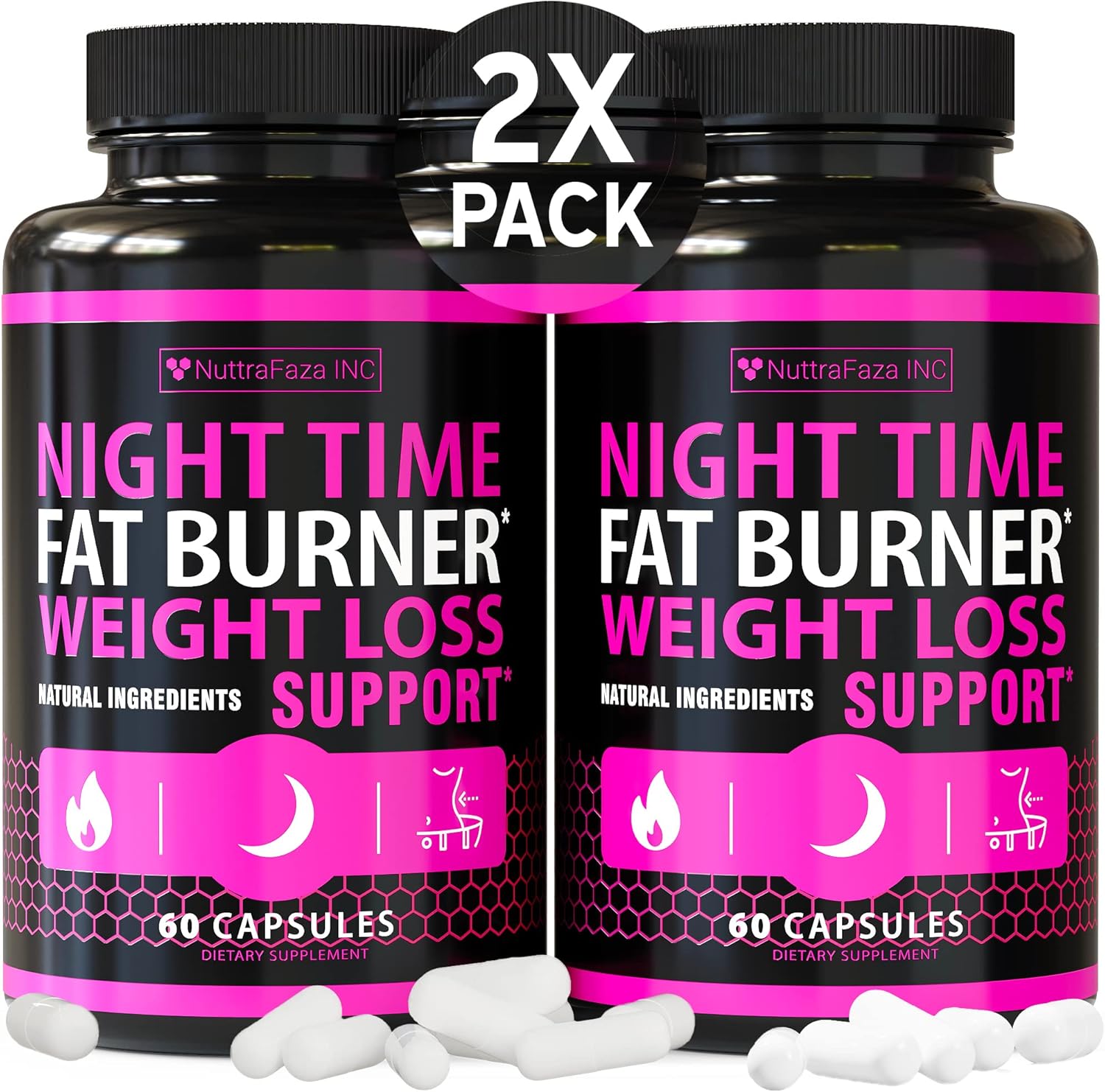(2 Pack) Night Time Weight Loss Pills for Women – Advanced Weight Loss Supplement – Fat Burners for Women – Diet Pills that Work Fast – Belly Fat Burner – Appetite Suppressant – Made in USA