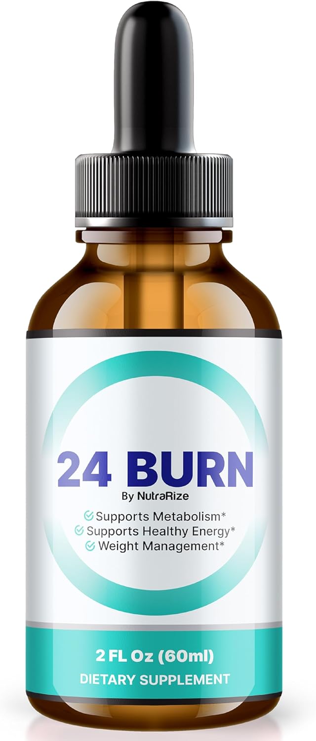24 Burn Weight Loss Drops, All-Natural Liquid Formula, Premium Nutritional Blend to Support an Active Lifestyle Energy, and Fitness, Official 24Burn Gotas Reviews (30 Servings)