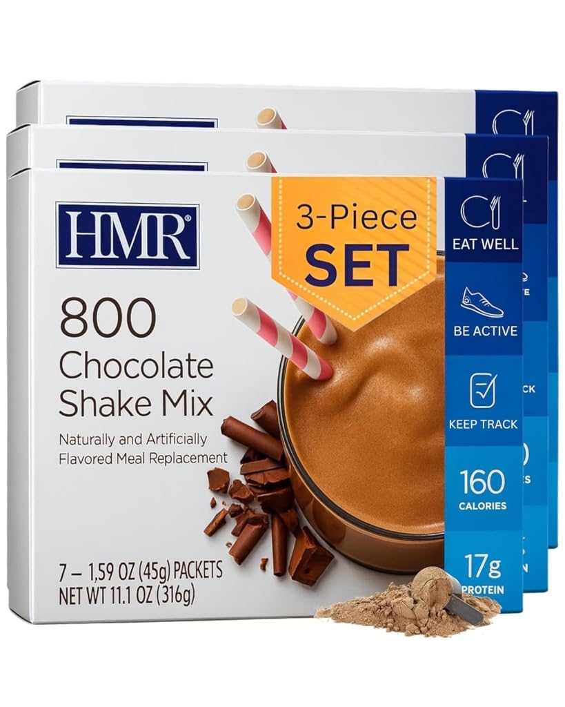 3-Pack HMR 800 Shake Meal Replacement Mix | Chocolate Shake Powder to Support Healthy Weight Loss | 17g of Protein | Easy to Make | Low Calorie Food | 21 Total Servings