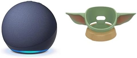 Echo Dot Bundle: Includes Like-New Amazon Echo Dot (newest model) | Deep Sea Blue & the Made for Amazon Mandalorian Baby Grogu Stand