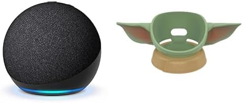 Echo Dot Bundle: Includes Like-New Amazon Echo Dot (newest model) | Charcoal & the Made for Amazon Mandalorian Baby Grogu Stand