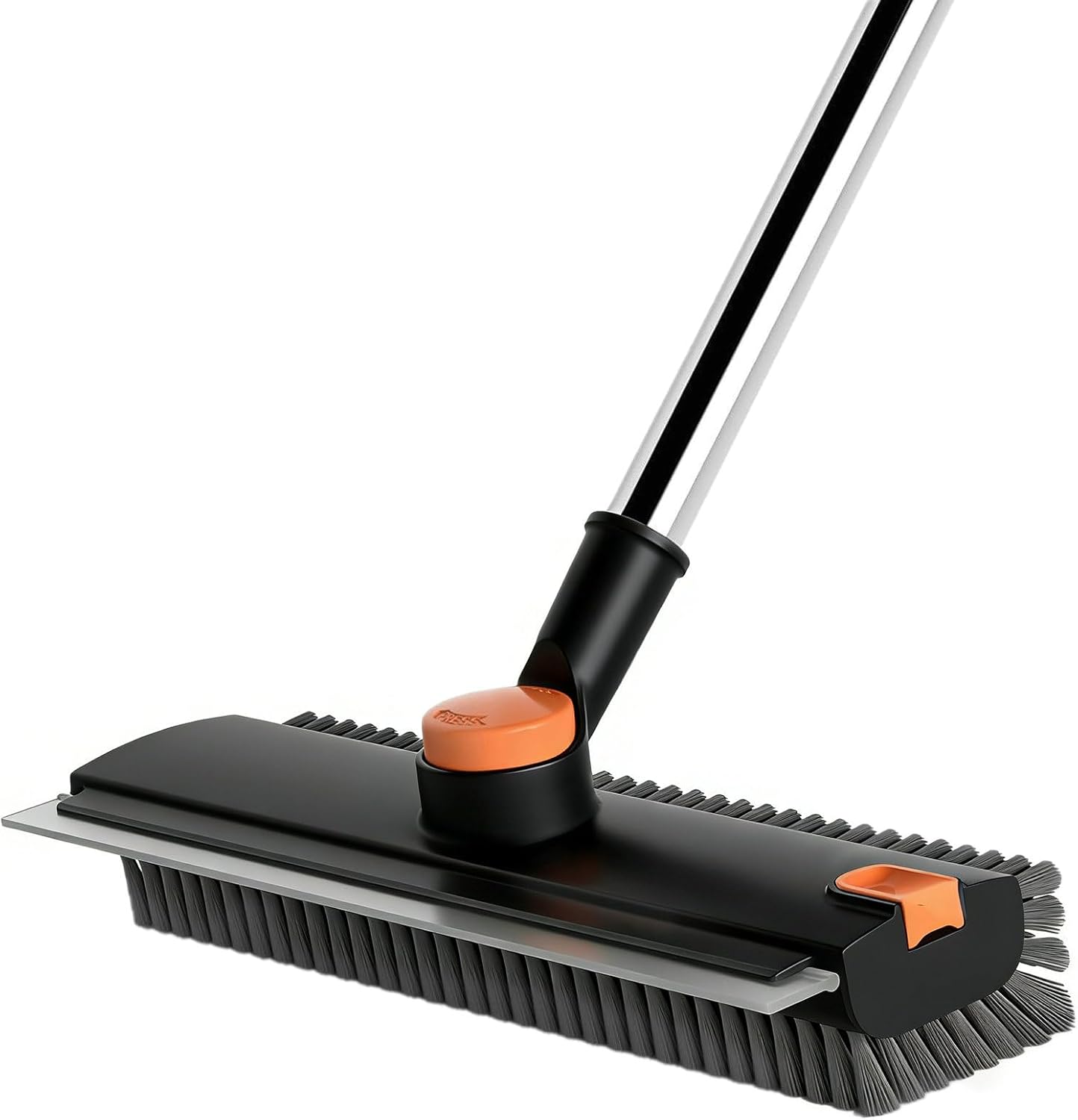 4 in 1 Floor Scrub Brush with Squeegee Long Handle Grout Brush 52” 2026 Upgraded Multi-Functional Stiff Bristle Cleaning Scrub Brush Rotating Tile Brush for Cleaning Bathroom Patio, Pool, Garage