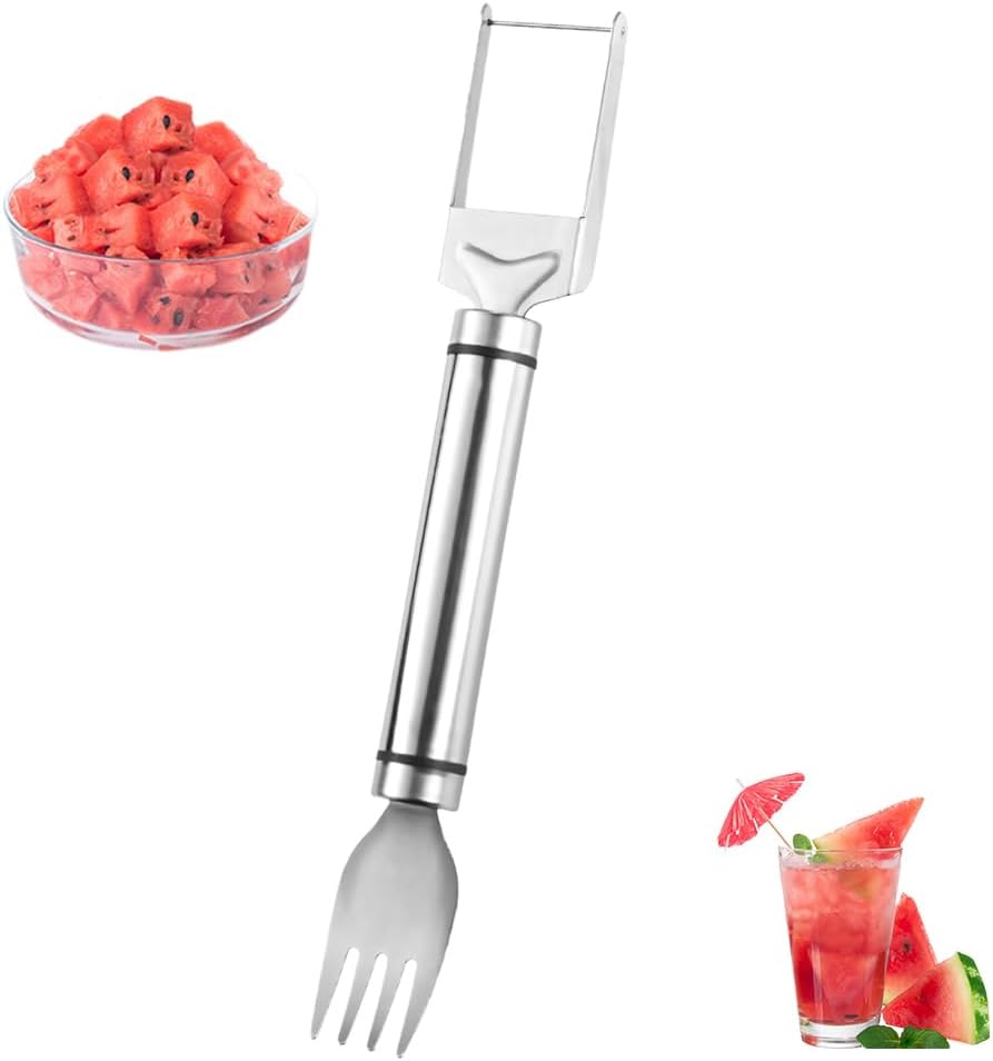 2026 Upgraded Stainless Steel Fruit Cutter, Kitchen Gadget Watermelon Fork Slicer Cutter Slicer Tool, Fruit Forks Slicer Knife Watermelon Cutter Fork (1 Pack)