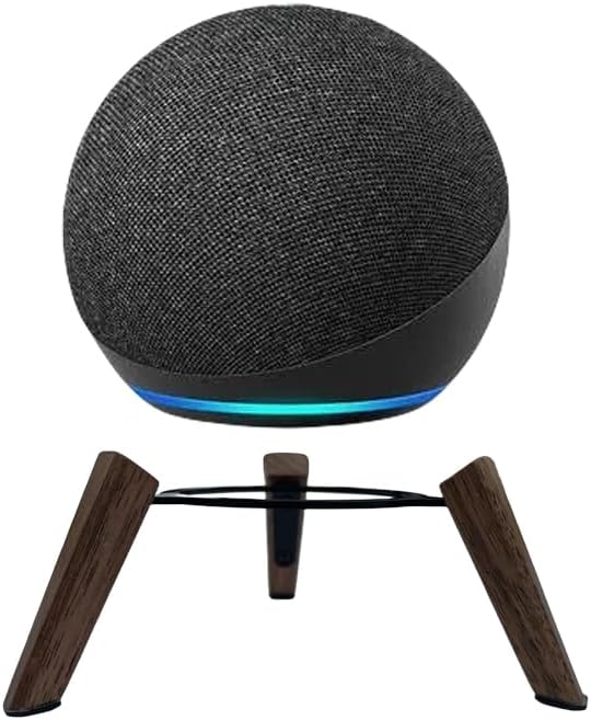 Real Wooden Tripod Stand for Alexa Echo Dots (4th Gen)(5th Gen), Wood Stand Holder with Metal Frame and Silicone pod Feets Secure Stable Wooden Mount Holder for Echo Dot Accessories (only Stand)