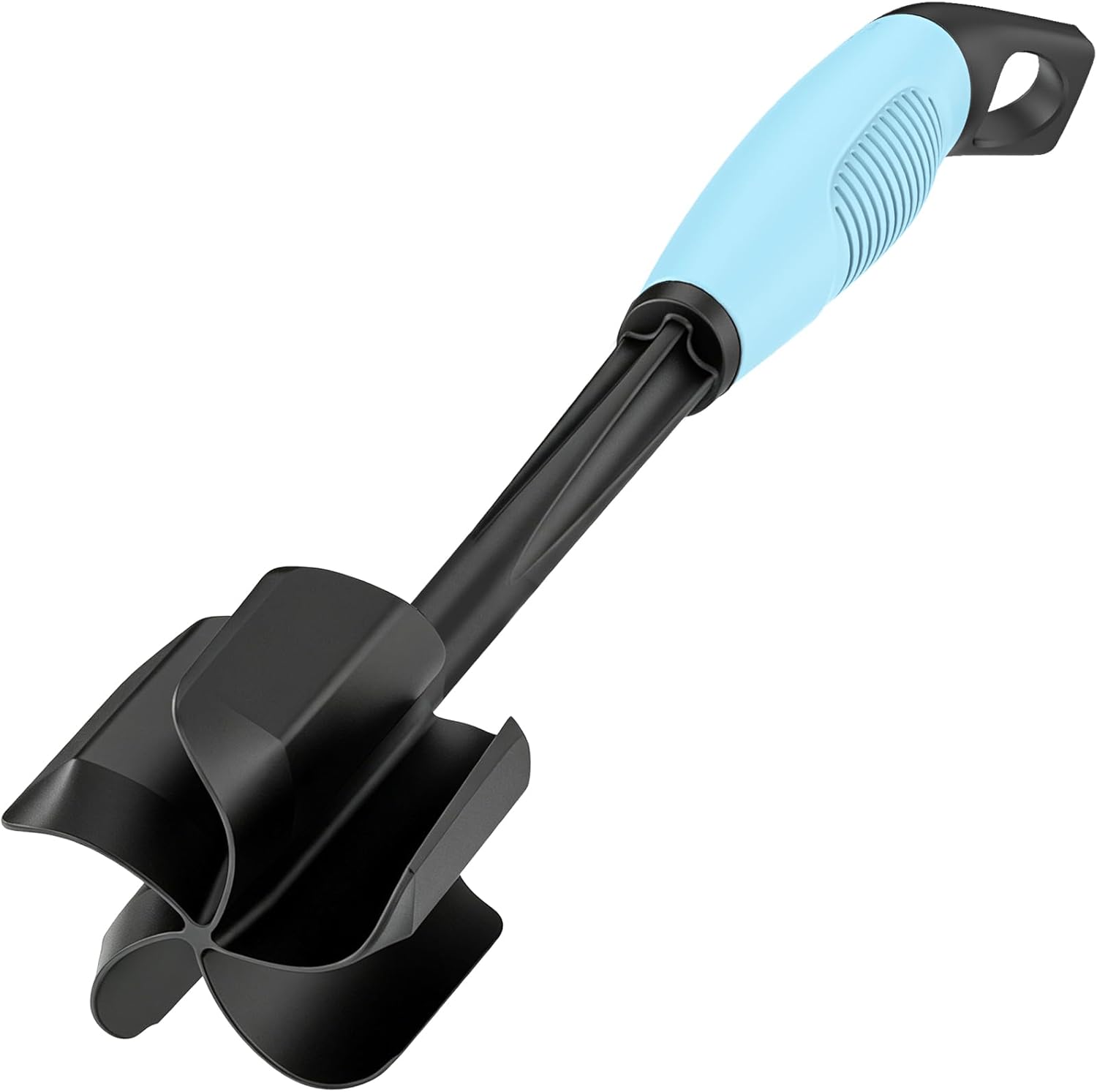 Ourokhome Meat Chopper and Potato Masher, Heat Resistant Nylon Ground Beef Smasher for Hamburger, 5 Curved Blades Nonstick Safe Mixer & Stirrer Practical Kitchen Gadgets, Teal