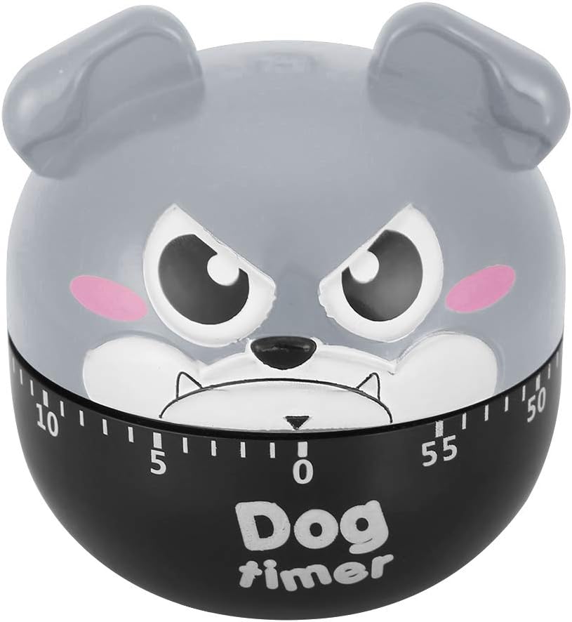 Cute Dog Mechanical Kitchen Timer Cooking Reminder Tool for Home Counters (Gray)