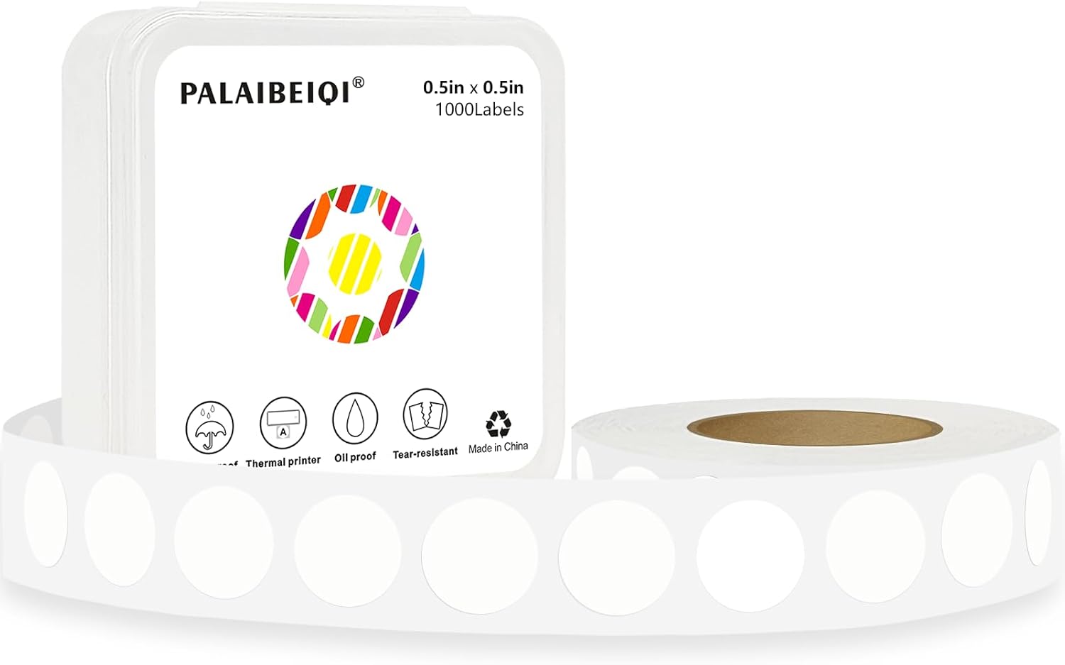 1/2 Inch Dot Stickers,0.5 Inch Removable Round Sticker Labels,Waterproof,Oil Proof,Easy to Apply,for Preschoolers,Crafts, Small Retail Stores,Offices,Garages,Yard Sales (White,1000 Pcs)