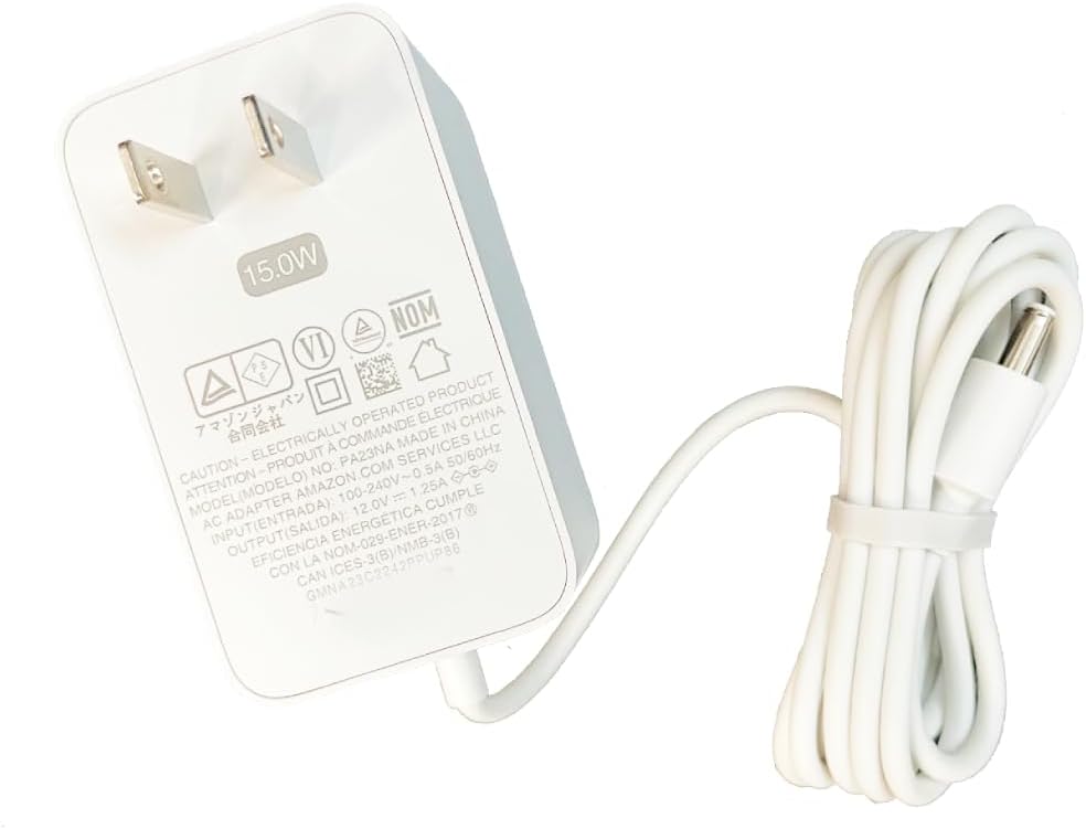 OYSTERBOY 15W AC Power Adapter Cord Charger White Compatible with Amazon Echo Dot (3rd Gen), Show 5, Spot, Clock