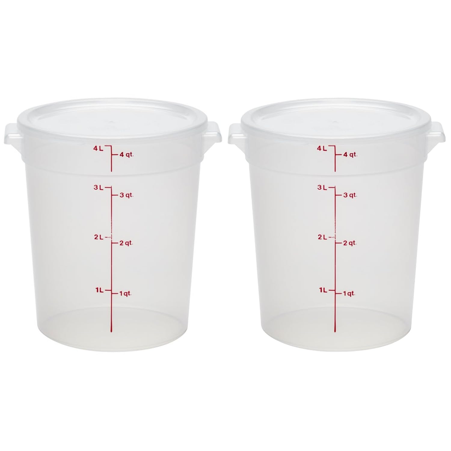Cambro Food Storage Containers with Lids (BPA-Free) – 4 Quart – Food Grade Buckets with Lids (2 Pack) – For Dough Proofing and Brining (Translucent)
