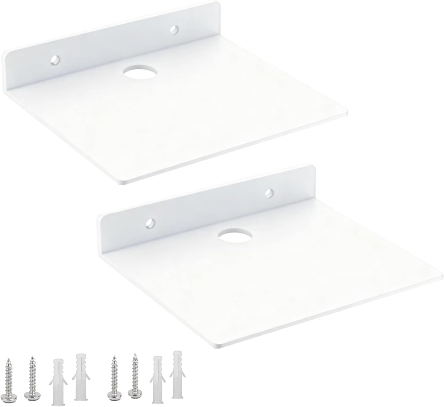 Small Shelf for Wall, 5 Inch, Metal Floating Shelves for Echo dot, Cameras, Tiny Speaker, Tiny Wall Mount Shelves (White 2pcs)
