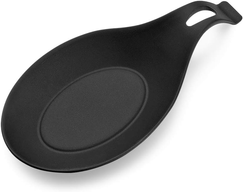 Silicone Kitchen Accessories Utensil Holder Stove Organizer Scoop Bracket Stand Placemat Plate(black)