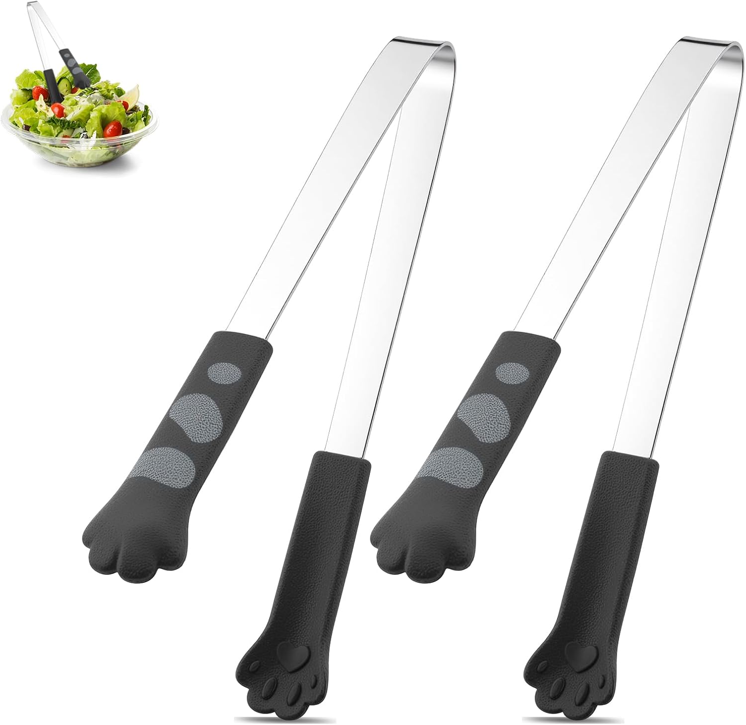 2 PCS Cat Paw Tongs, 4.7 Inch Stainless Steel Mini Tongs, Kawaii Kitchen Accessories, Mini Food Cat Kitchenware for Snack Cooking BBQ Grilling Sweets, Serving, Food Handling (Small)