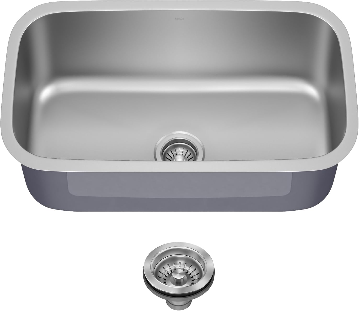 Kraus 31 1/2 Inch Stainless Steel Kitchen Sink, Durable 18 Gauge Single Bowl Kitchen Sinks Undermount, KBU14