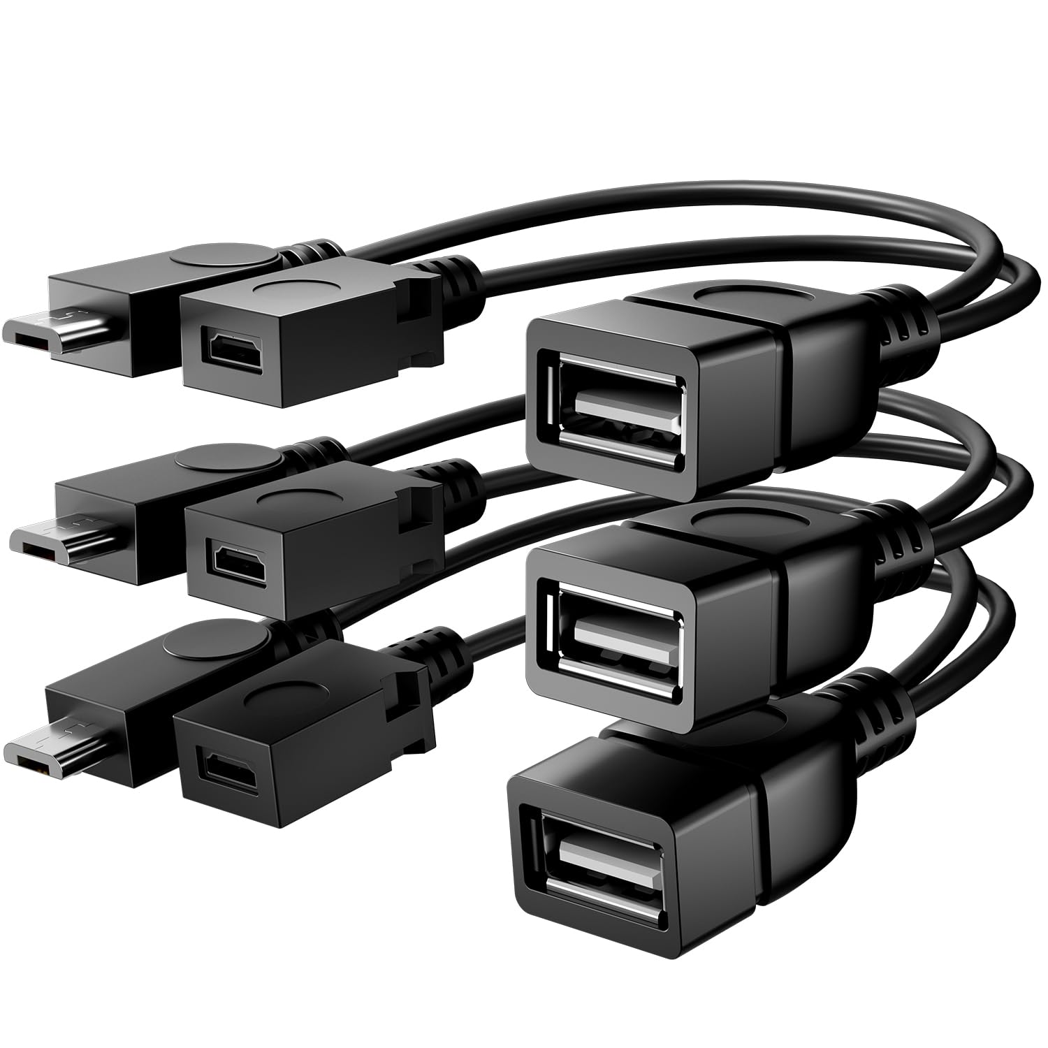 Eanetf OTG Cable for fire Stick, Micro OTG Cable for Samsung Galaxy, Amazon Fire TV, Compatible with LG HTC Android Phone Tablet Micro USB Host with Micro USB Power – 3 Pack