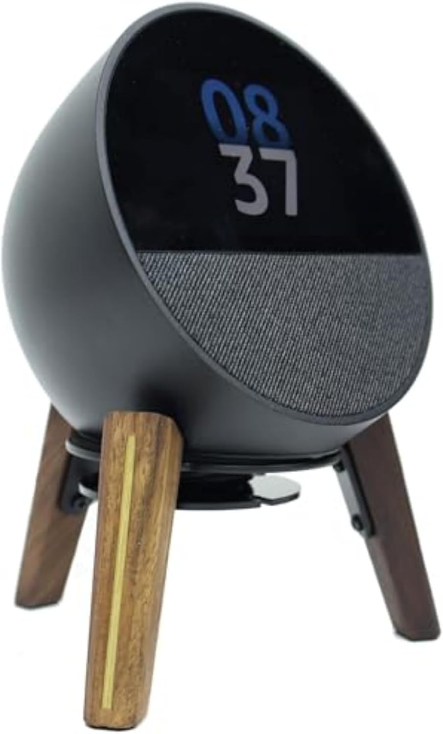 Universal Desktop Speaker Mount Stand Suitable for Echo Spot (2024 Release),Dot Max (Newest Model),Pop,Dot 5th, Home Pod Mini and All Suitable Sized Speakers (Black Walnut with Metal Strip)