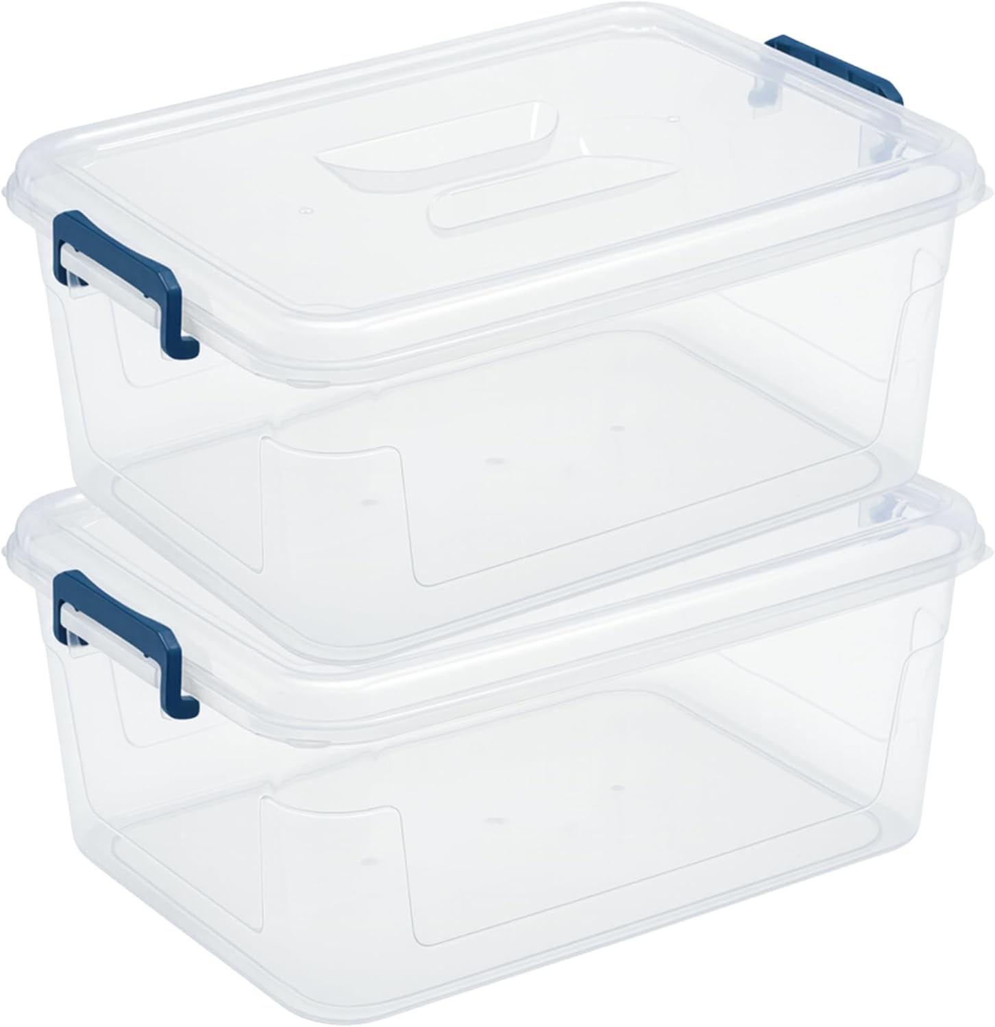 Tribello Plastic Storage Bins with Lids, Clear Stackable Storage Containers – 16 Qt – 2 Pack
