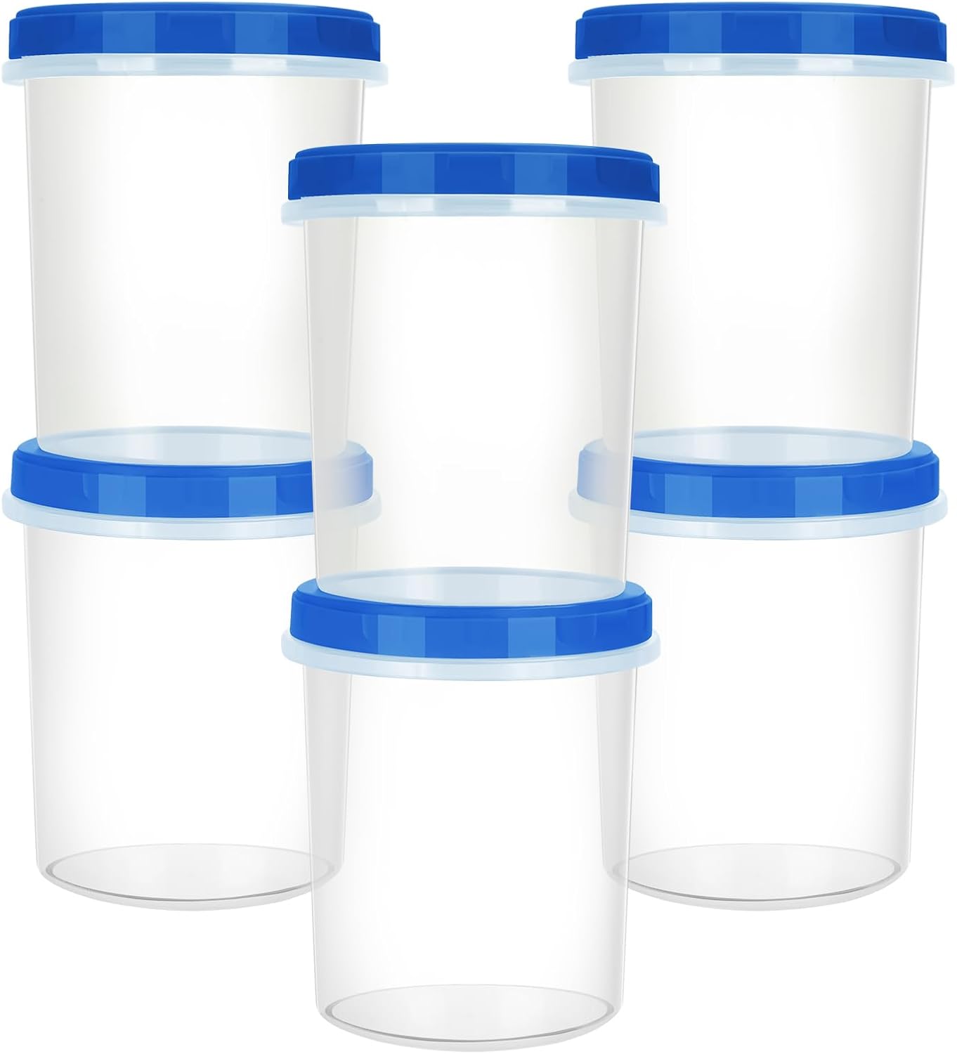 Atecare Heavy Duty Airtight Plastic Containers with Twist Top Lids, Stackable Freezer Containers for Lunch, Salad, Soup, Leftover, Ice Cream, BPA Free [6 Pack-32 oz]