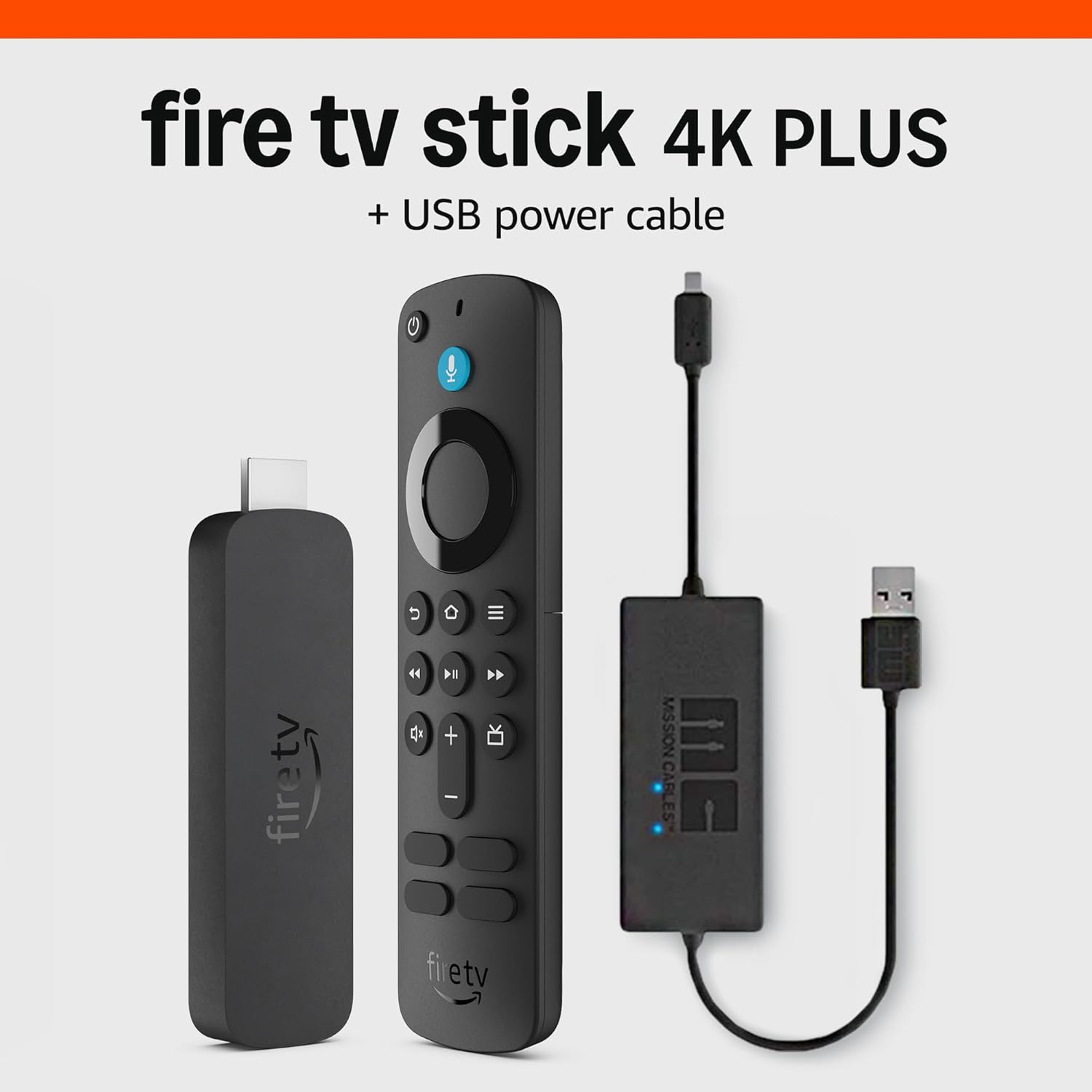 Amazon Fire TV Stick 4K Plus with USB Power Cable (eliminates the need for AC adapter)