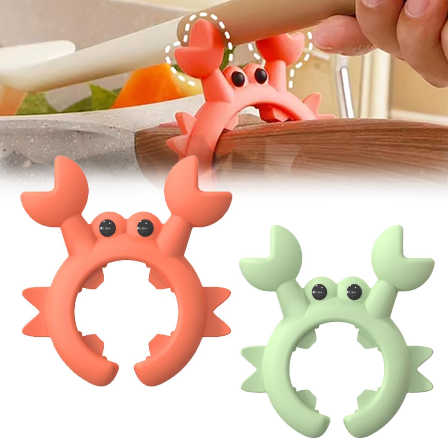 Silicone Crab Kitchen Utensil Rest, 2Pcs Spatula Rack Spoon Rest Holder Steam Releaser Non-Slip, Stove Organizer, Home Kitchen Essentials for Stove Top Pot Kitchen Gadgets, Cooking Accessories Gifts
