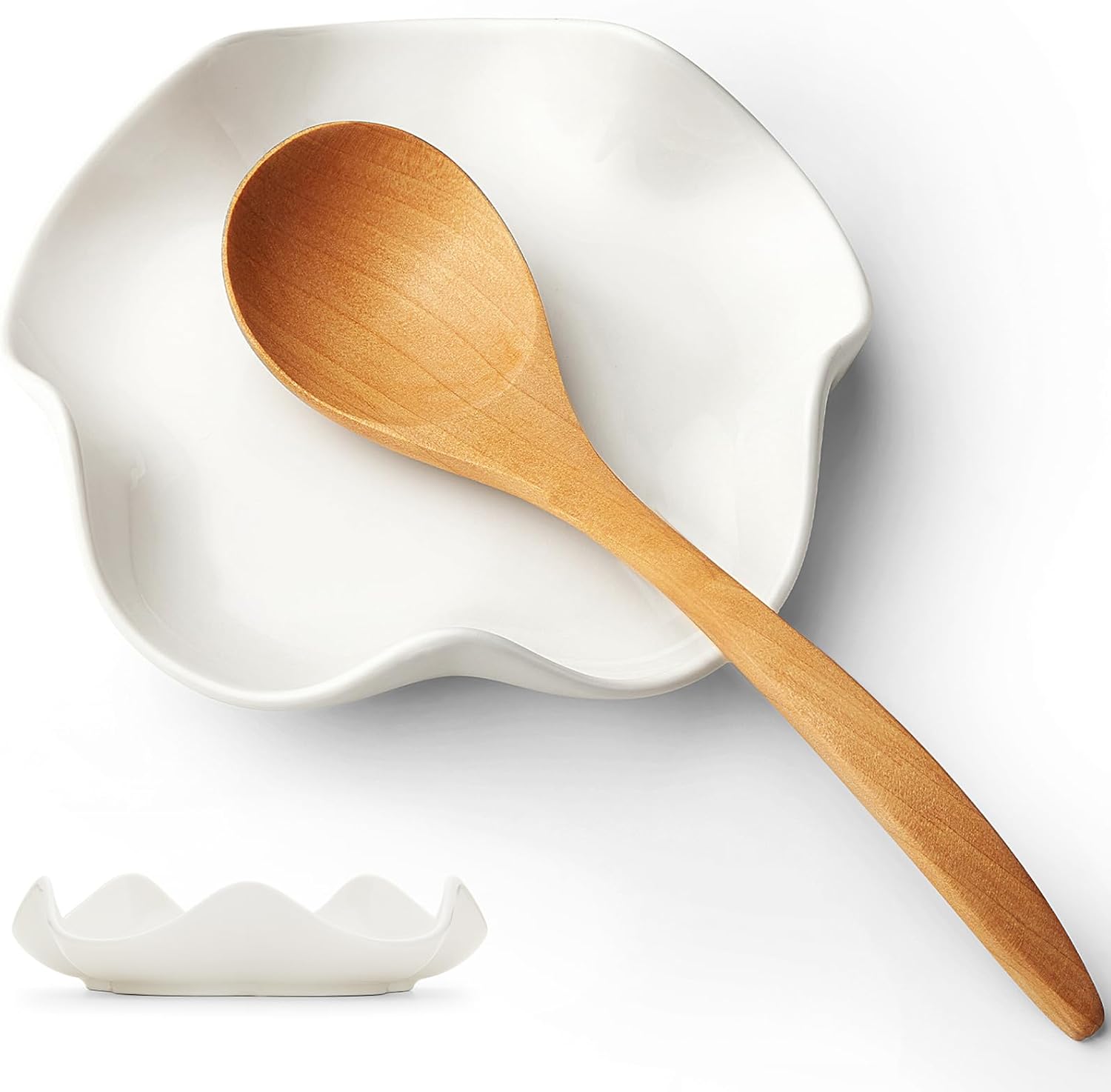 Mfacoy Spoon Rest for Stove Top, 5.3 Inch Ceramic Spoon Holder for Kitchen Counter, Coffee Spoon Holder, Cooking Utensil Rest for Spoons, Ladles, Tong, Heat-Resistant Spoon Rest, Housewarming Gifts