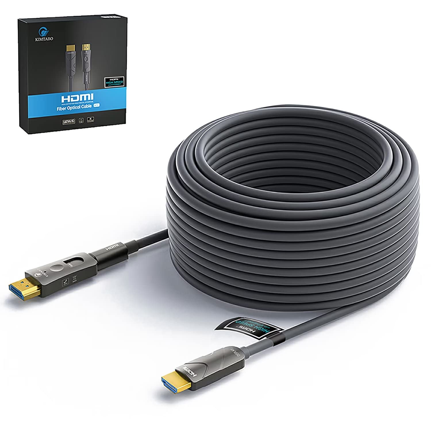 Fiber Optic HDMI Cable – 50ft, 4K@60Hz, HDMI to HDMI & Micro HDMI, HDR10, ARC, 3D, Slim for Laptop, Camera, PS4, Projector, TV
