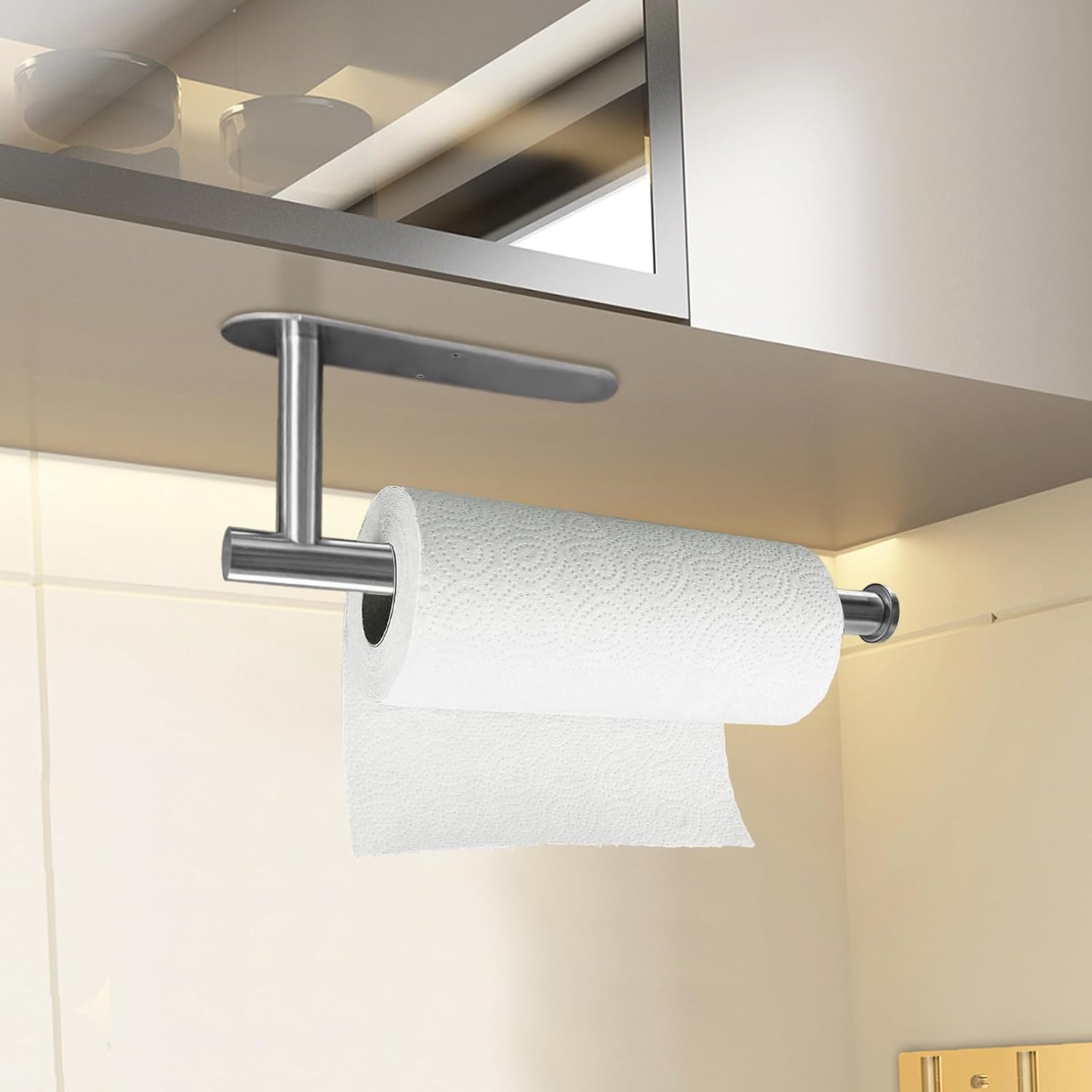 Paper Towel Holders for Kitchen,Paper Towels Bulk- Self-Adhesive Under Cabinet,Both Available in Adhesive and Screws,Stainless Steel
