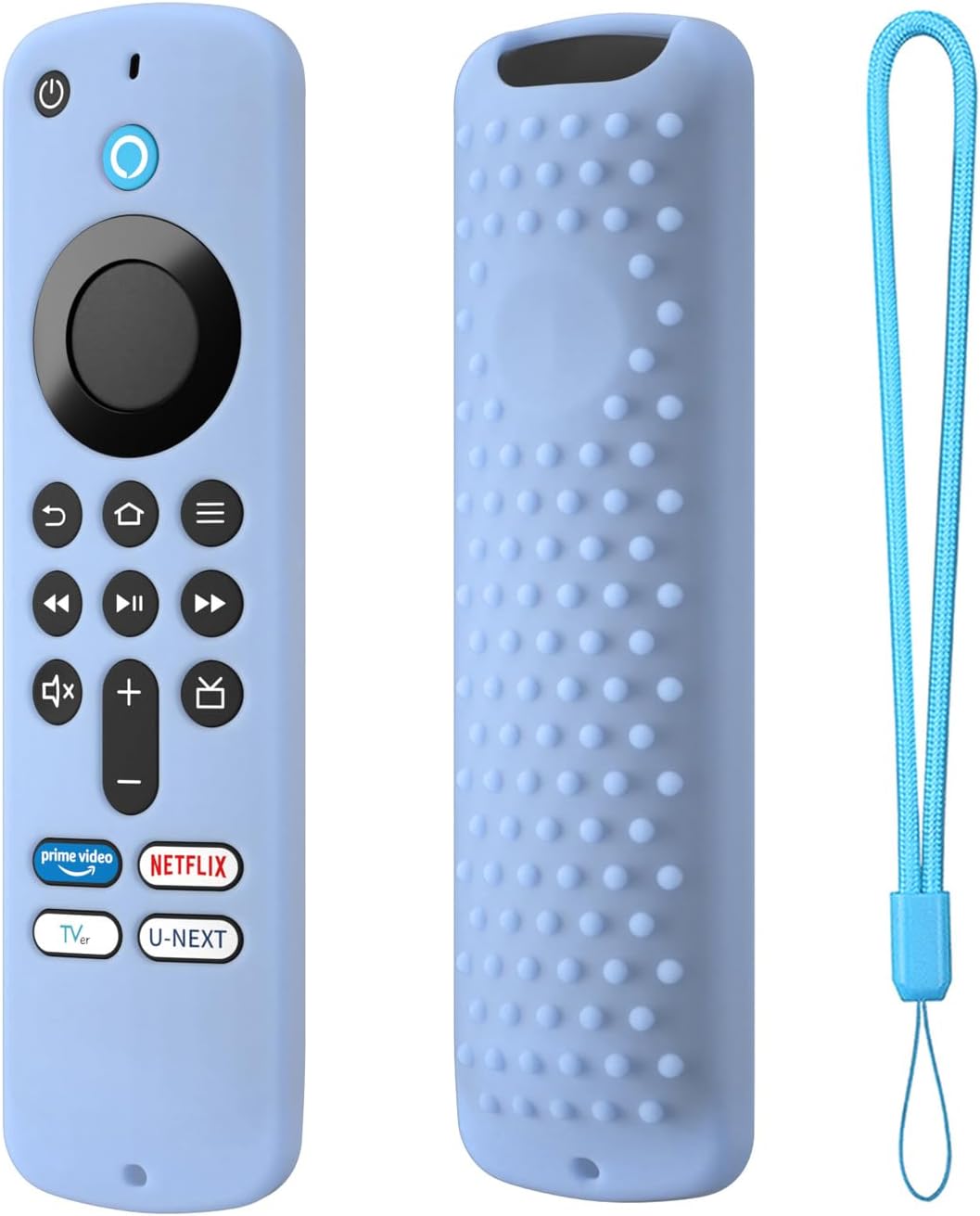 Hi Color Silicone Cover Compatible with Fire TV Stick 4k Plus/Select, Fire TV Stick HD Remote PA38CA Protective Cover Case with Lanyard (Glow Blue)