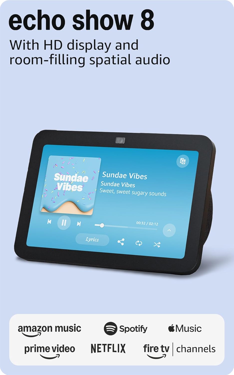Like-New Amazon Echo Show 8, With Spatial Audio, Smart Home Hub, ideal for open living spaces, Designed for Alexa+, Charcoal