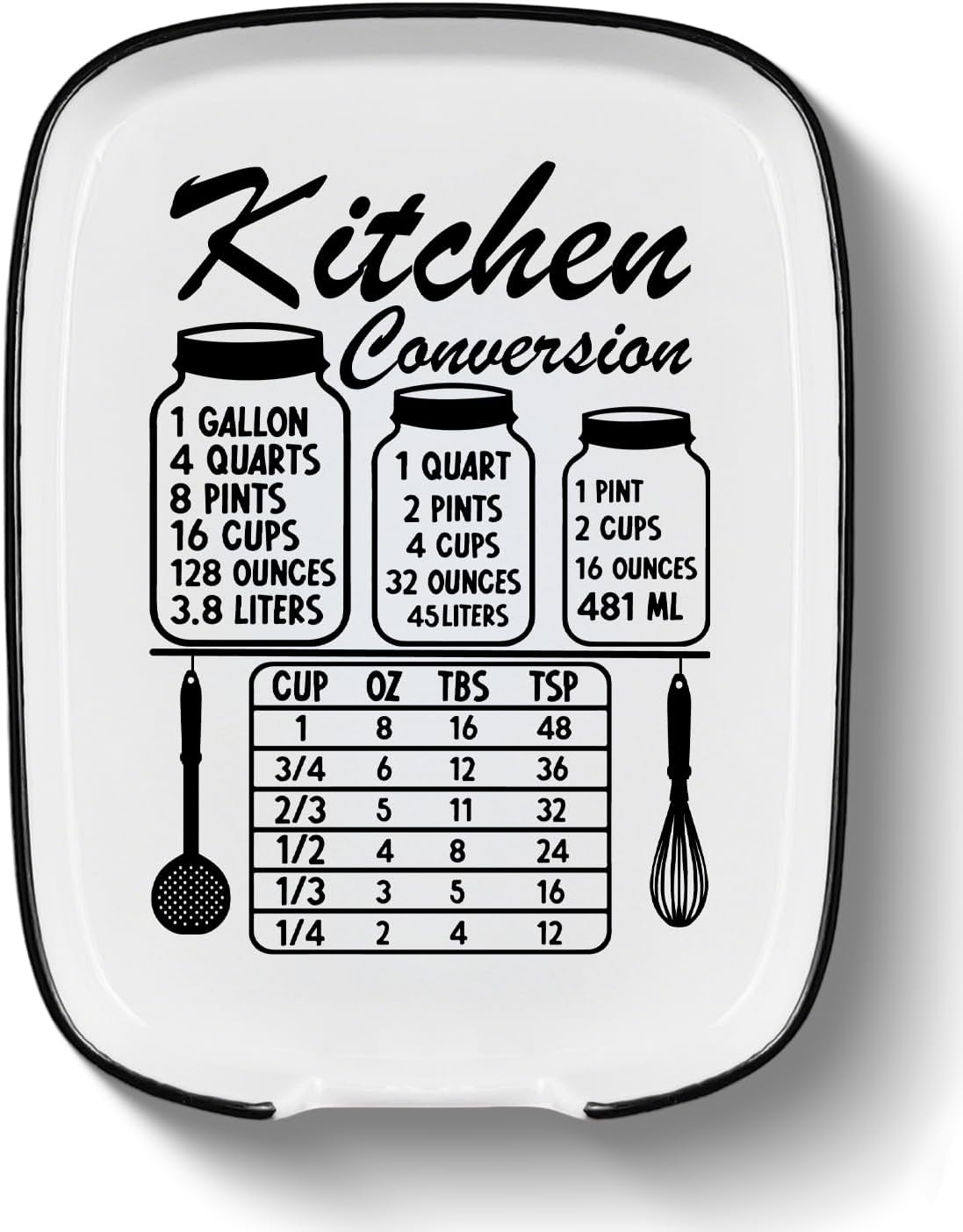 Funny Large Spoon Rest for Stove Top, Ceramic Spoon Holder for Kitchen Counter Cooking Utensil Rest, Measurement Conversion Chart Farmhouse Kitchen Decor and Accessories for Cooking Lovers
