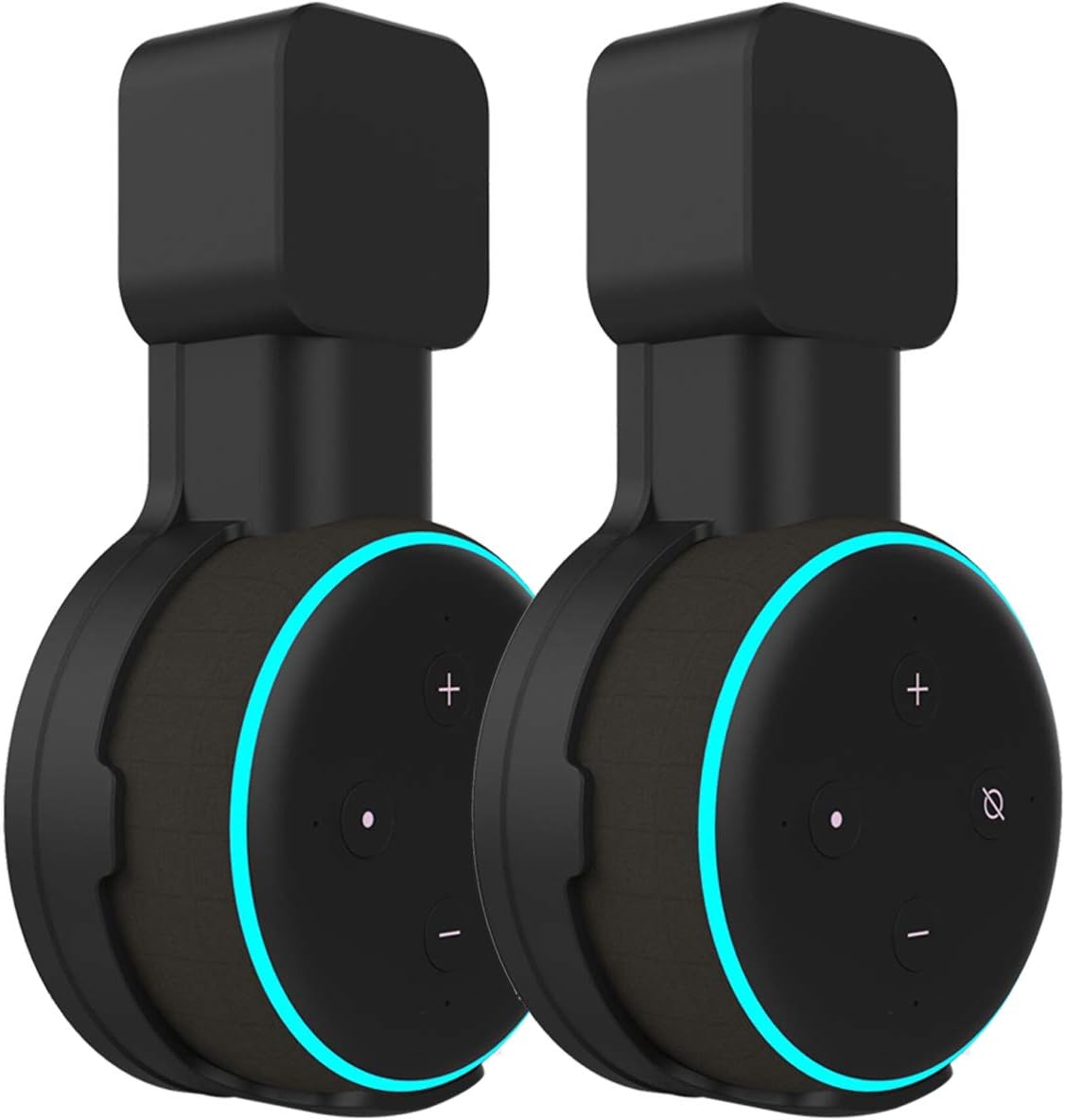 Suixing Outlet Wall Mount Holder Hanger for Echo Dot 3rd Gen, A Space-Saving with Cord Management for Smart Speakers Hide Messy Wires Place on Kitchen Bedroom & Bathroom(Black, 2Pack)