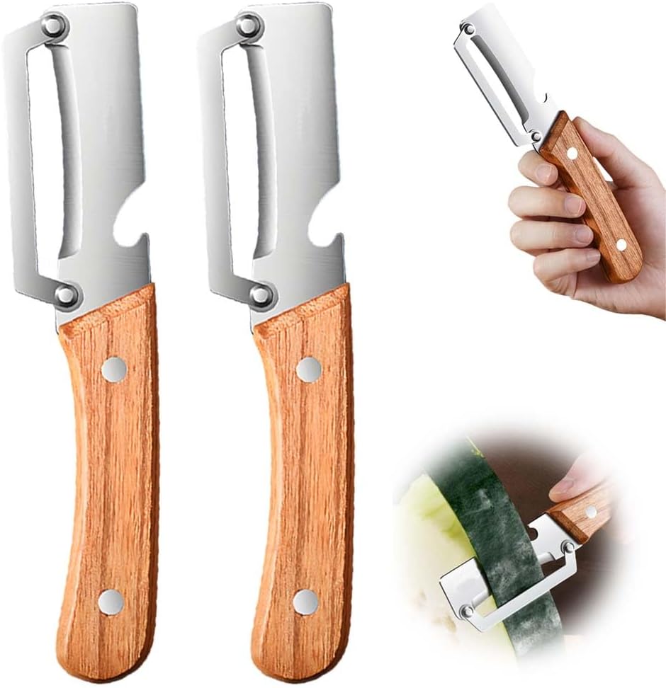 Multi Functional Vegetable Peeler for Kitchen, Ultra Sharp Stainless Steel Veggie, Fruit, Carrot, Orange & Potato Peeler with Ergonomic Handle, Julienne Peeler & Bottle Opener, Fruit Peeler (2pcs)