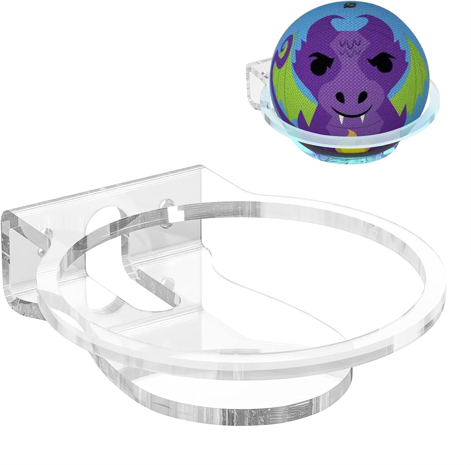 Geekria Acrylic Wall Mount Compatible with 2022 Echo Dot 5th Gen / 4th Gen, 5th Gen with LED Clock & Alexa, Stable and Easy Installation Speaker Mount Stand Protector (Clear)