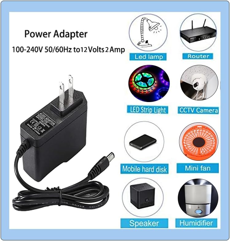 12V 2A Power Cord Adapter Replacement for Echo Dot Alexa Dot 2022, Show 5 2nd Generation 2021 Speaker, 15W Charger Adapter (6.56 feet)