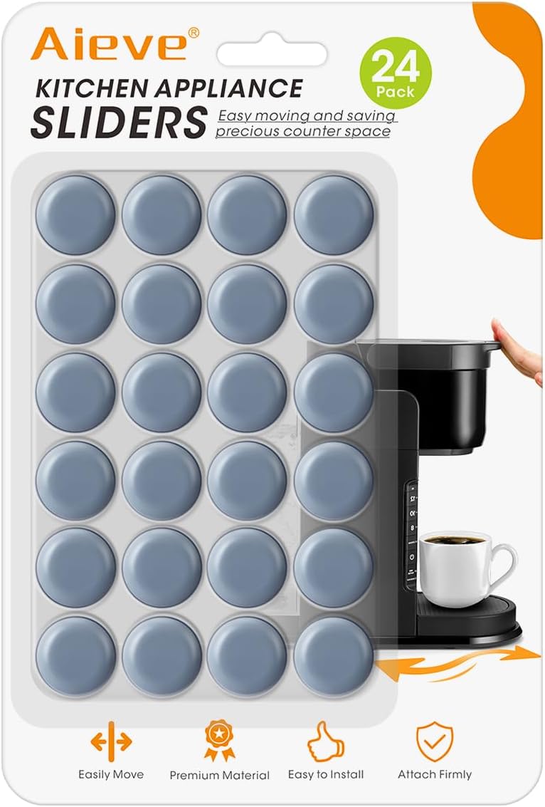 Aieve Appliance Slider, 24 Pcs Small Appliance Rollers Kitchen Gadgets, Self Adhesive Caster Wheels Kitchen Finds Home Must Have Countertop Accessories for Mixer Coffee Maker Air Fryer