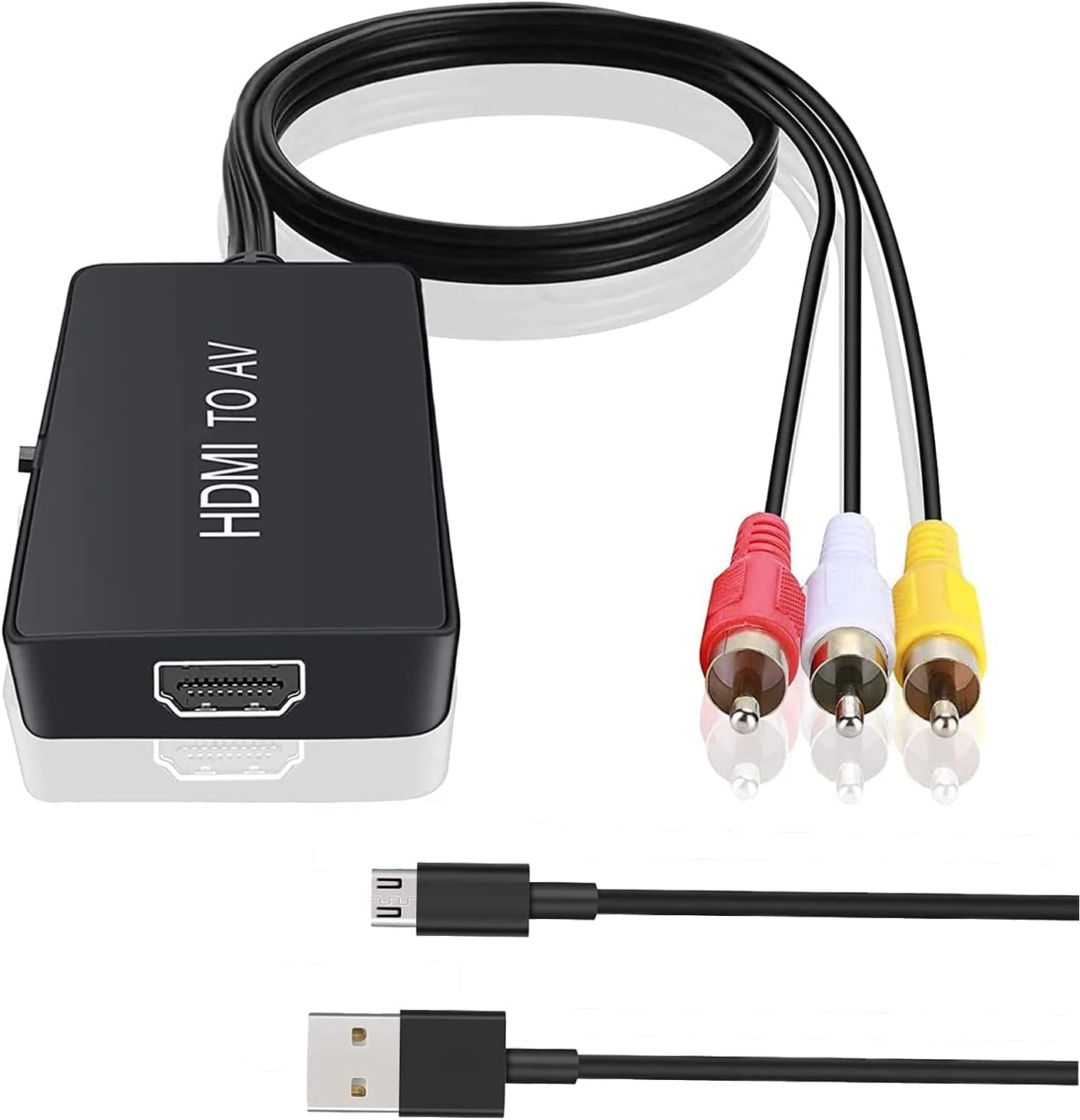HDMI to RCA, HDMI to Older TV Adapter Compatible for Fire Stick, Roku, Apple TV, Xiaomi Mi Box, Android TV Box, DVD, Blu-ray Player ect.（HDMI to AV Converter）