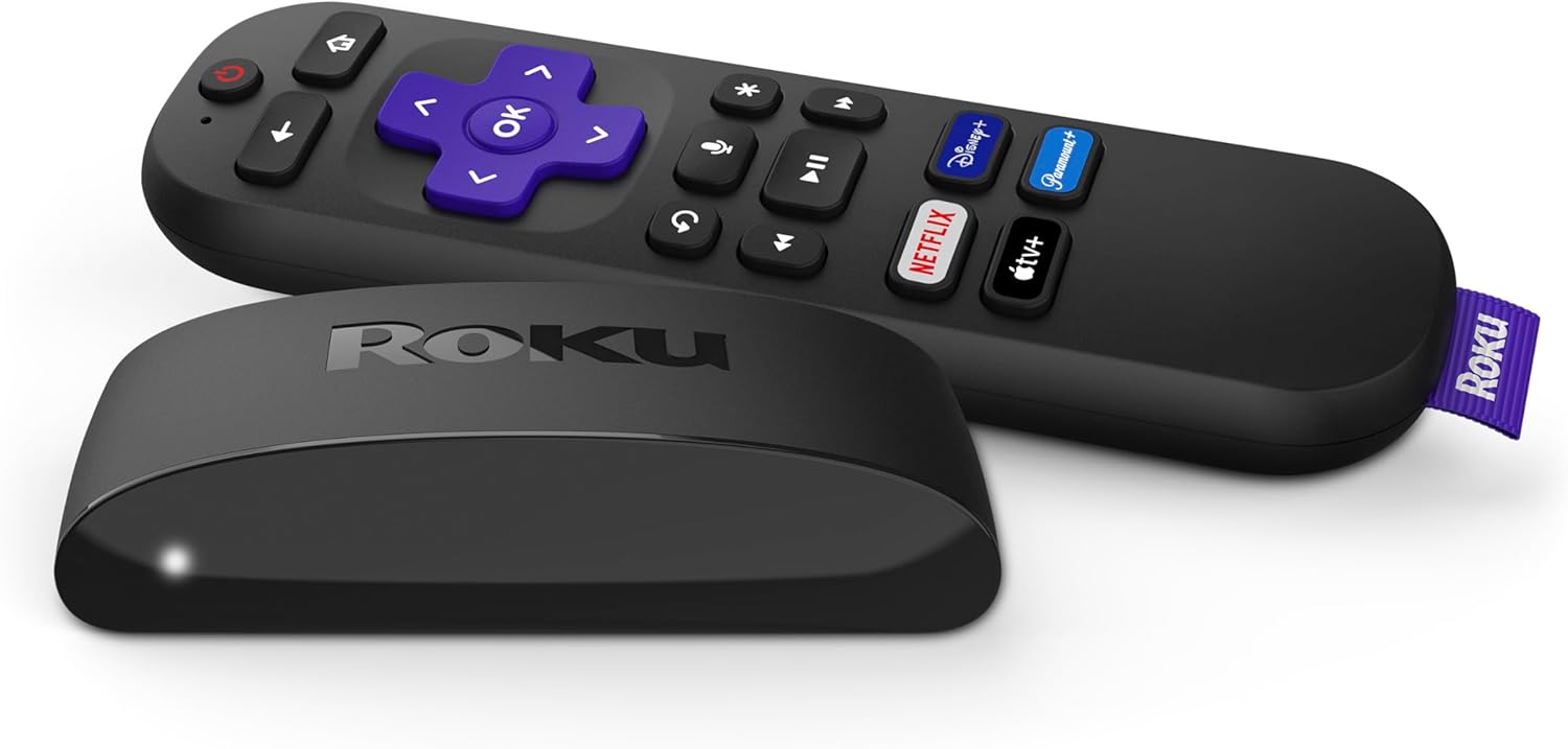 Roku Express 4K+ | Roku Streaming Device 4K/HDR with Voice Remote, Free & Live TV
