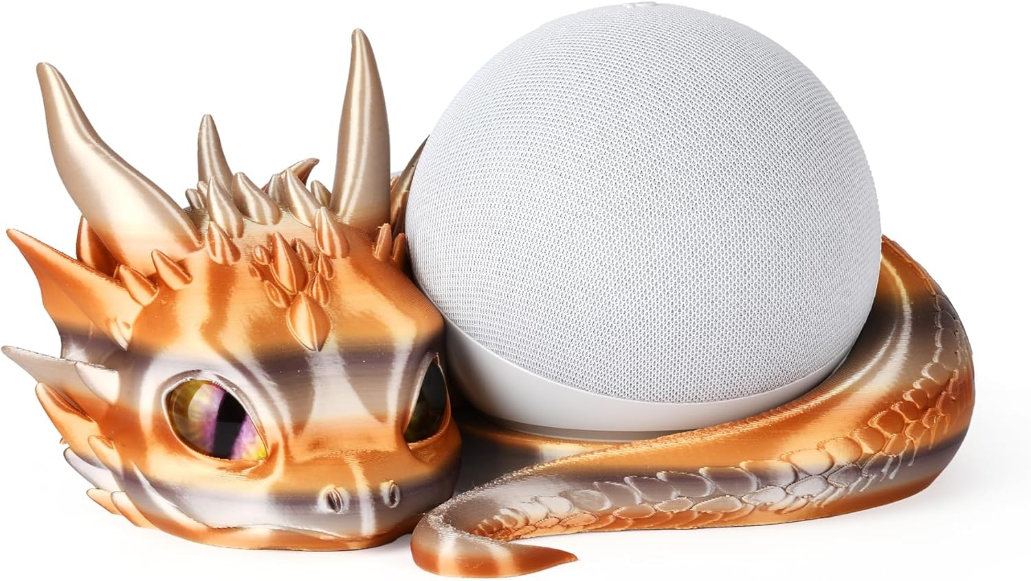 Dragon Stand for Echo Dot 4th/5th Gen, 3D Printed Smart Speaker Holder and Exquisite Desktop Decoration (Gold Bronze)